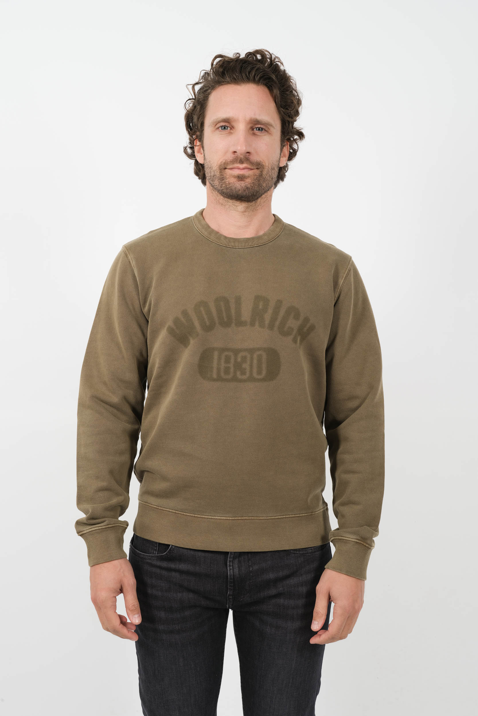 SWEAT WOOLRICH COL ROND KAKI SW022-6178