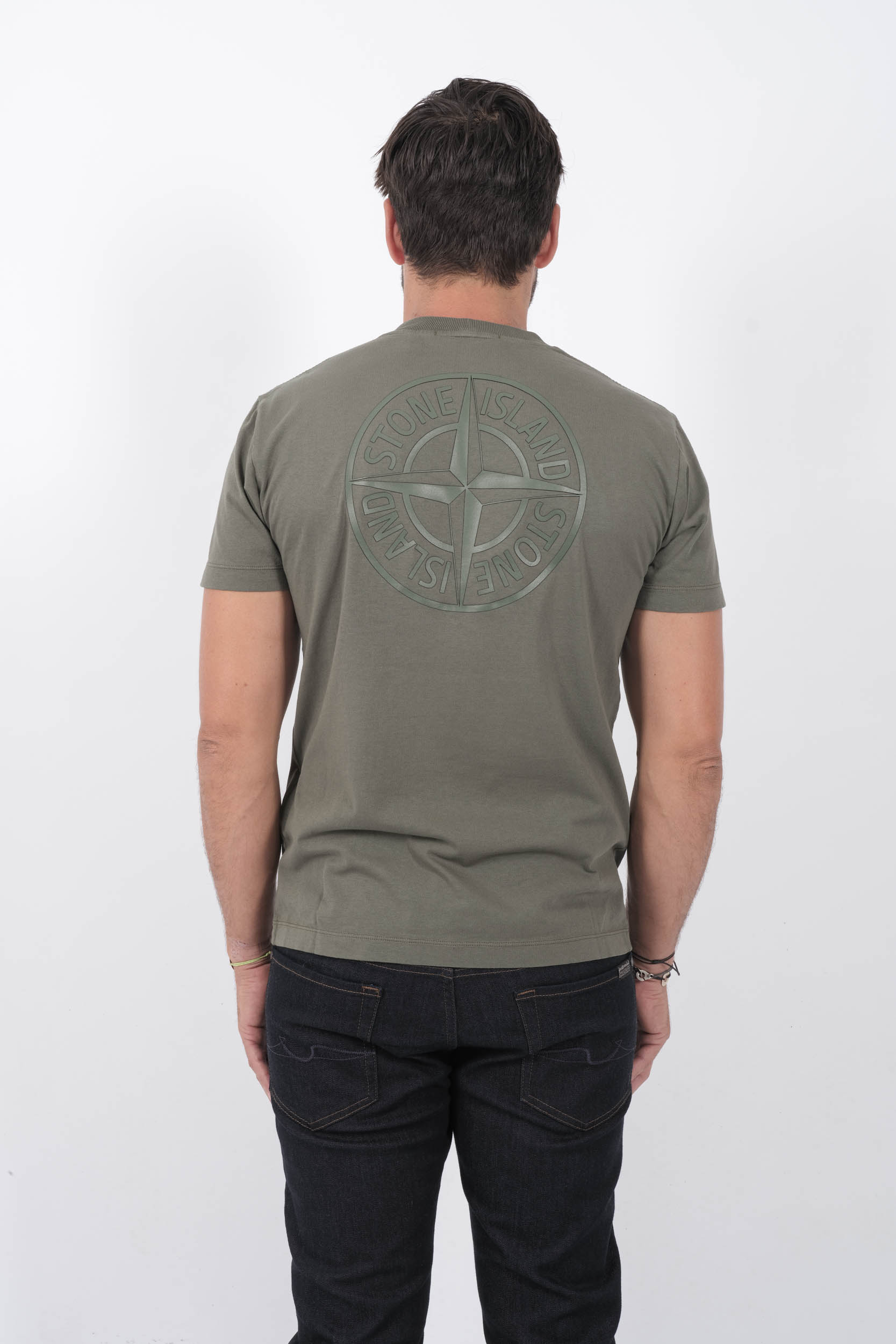 T-SHIRT STONE ISLAND MOTIF IMPRIME KAKI 81152NS81-V0059