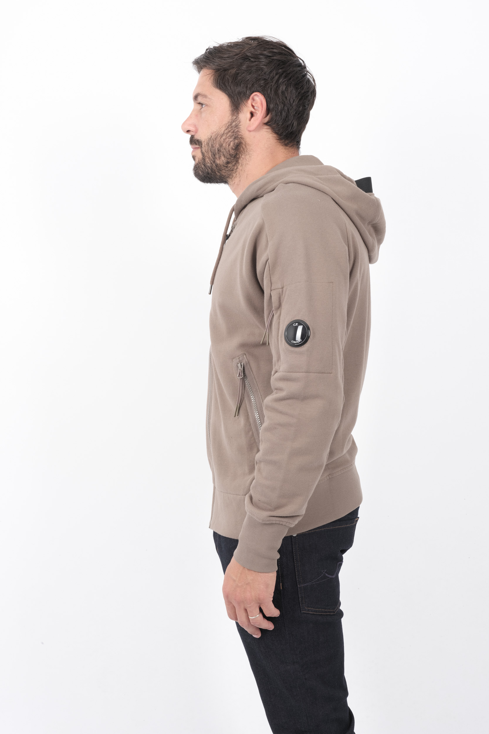  Image du produit SWEAT C.P COMPANY CAPUCHE ZIPPE BEIGE S025A-359 - 4