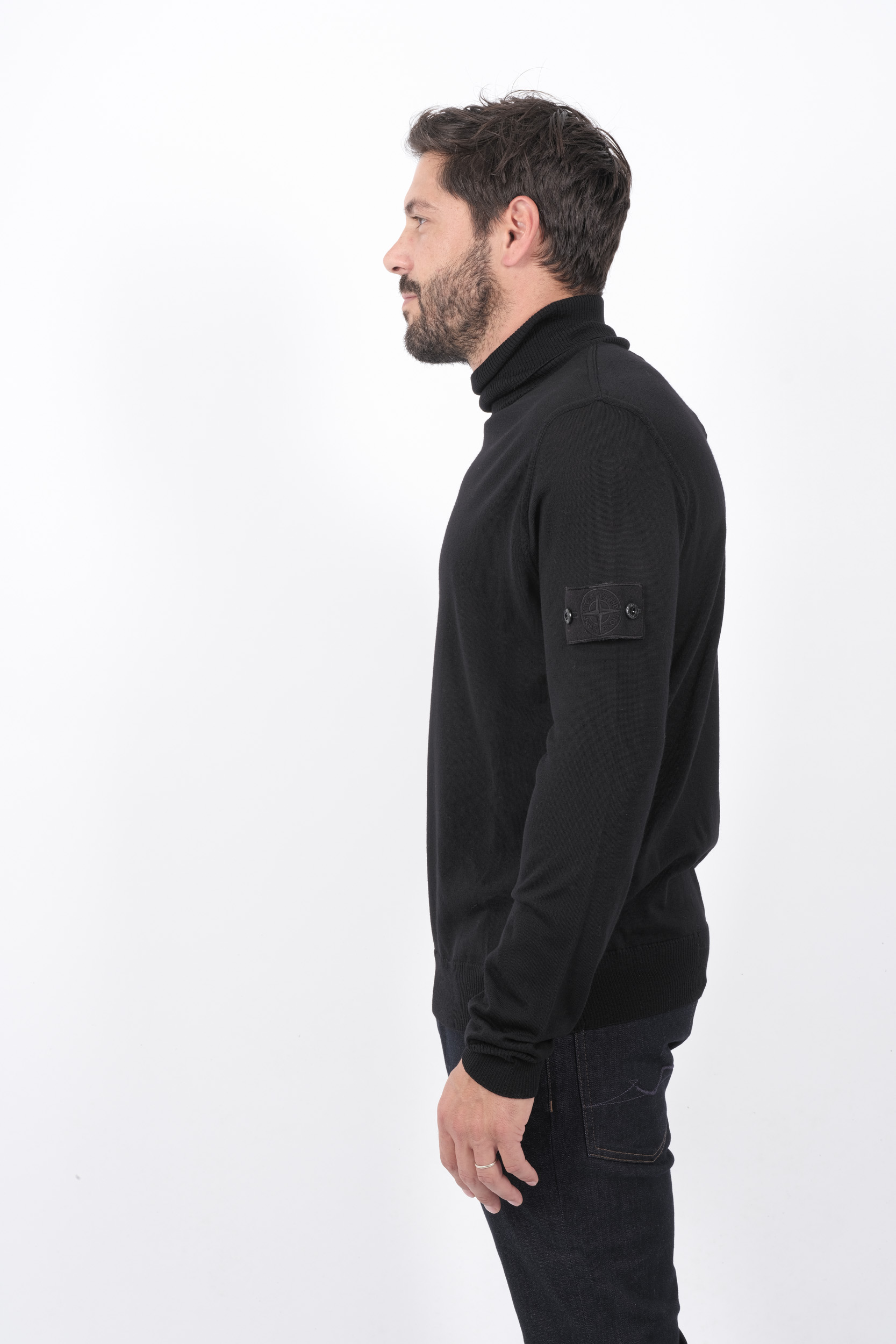 PULL STONE ISLAND COL ROULE NOIR 8115565FC-V0029