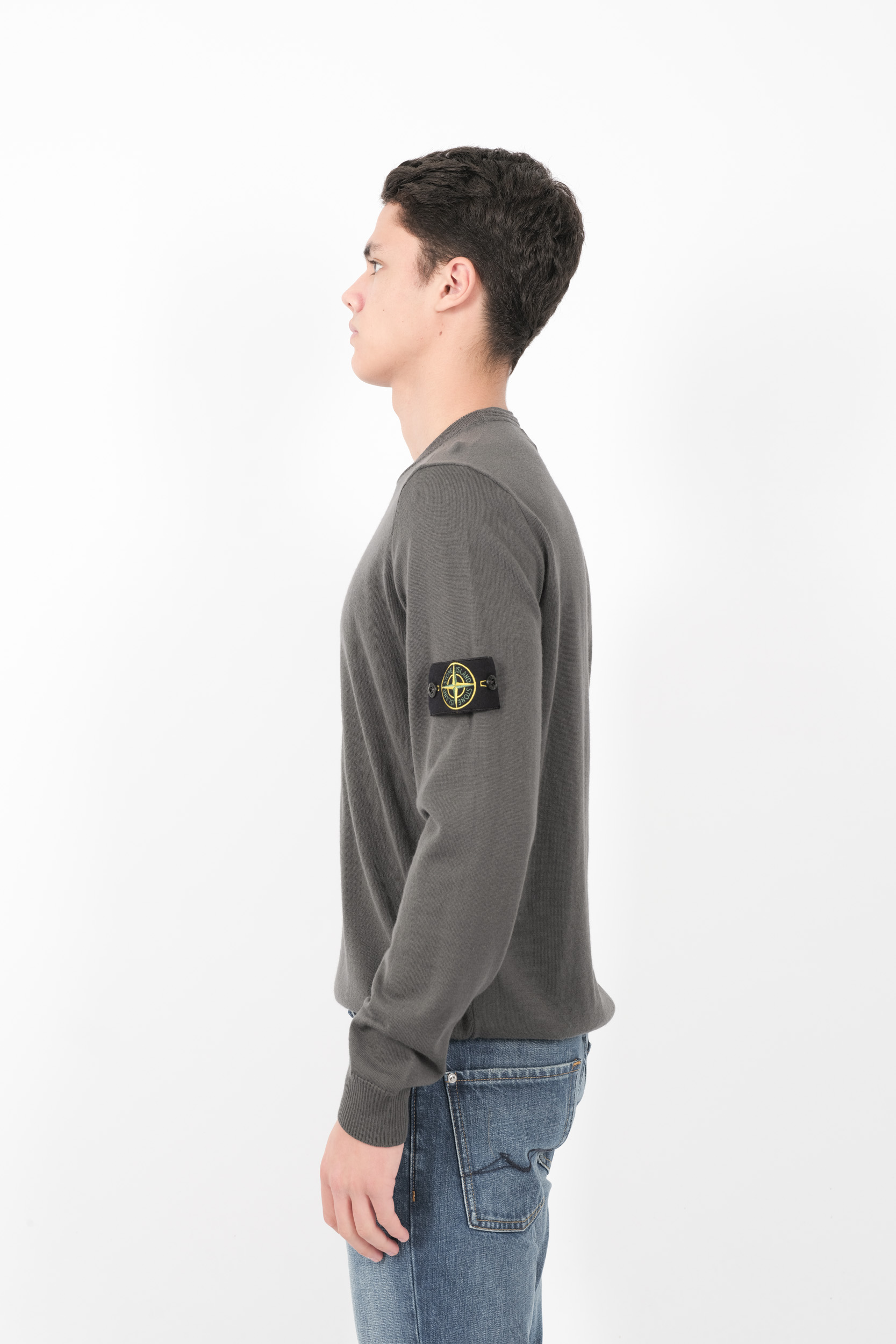 PULL STONE ISLAND COL ROND EN MAILLE DE LAINE GRIS 8115510C4-V0062