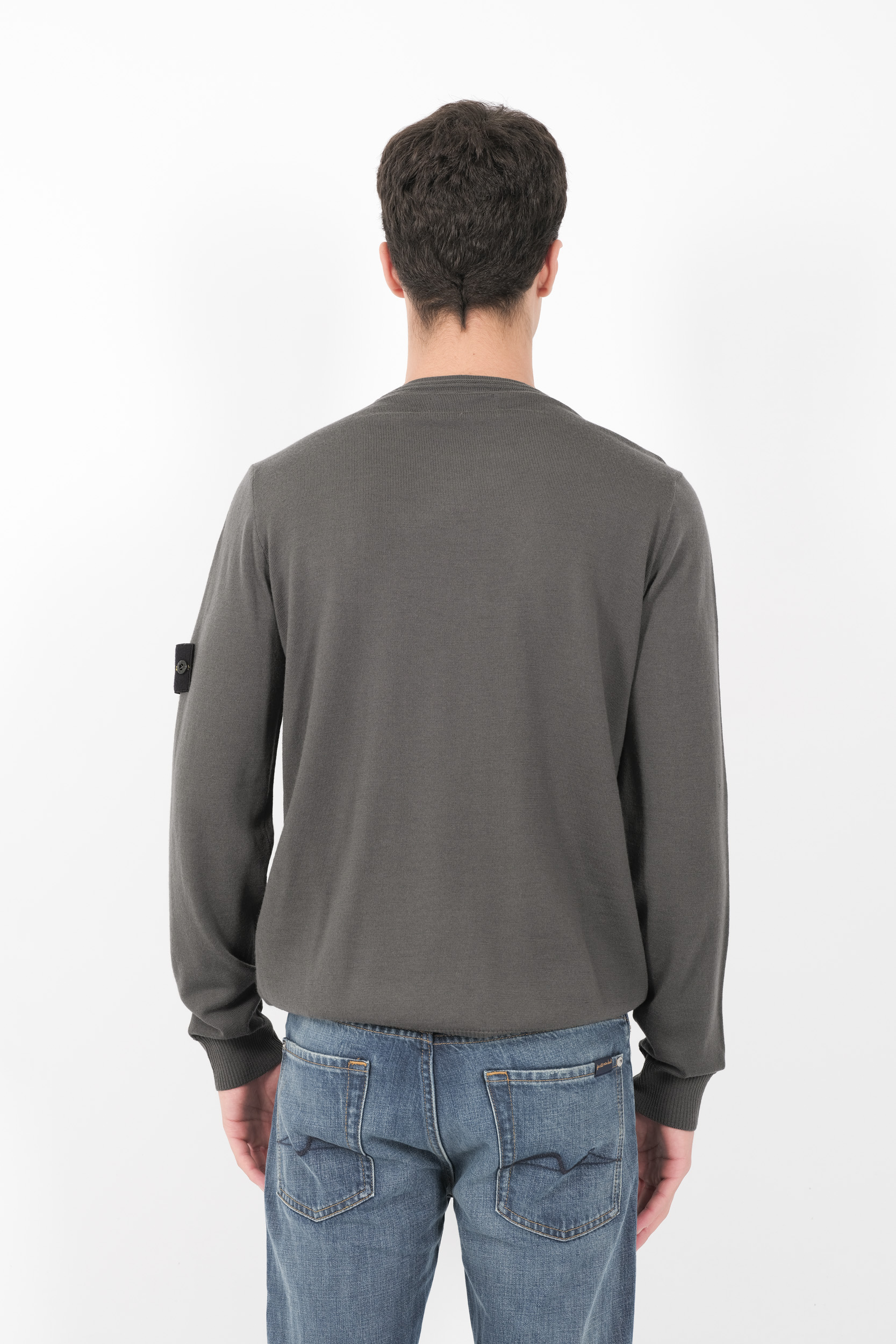 PULL STONE ISLAND COL ROND EN MAILLE DE LAINE GRIS 8115510C4-V0062