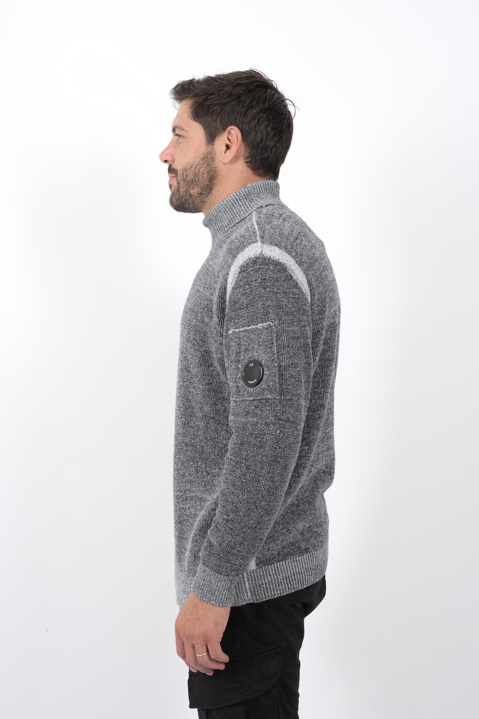 PULL C.P COMPANY COL ROULE GRIS N257A-M99