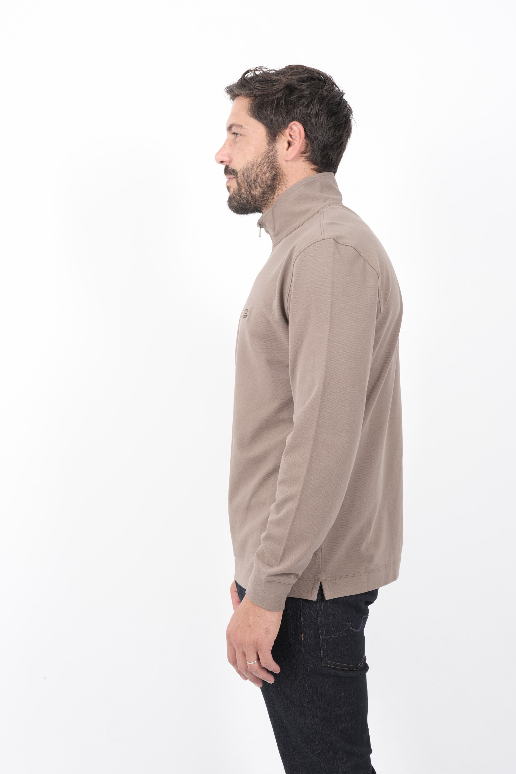 POLO C.P COMPANY DEMI-ZIP MANCHES LONGUES BEIGE L152A-359