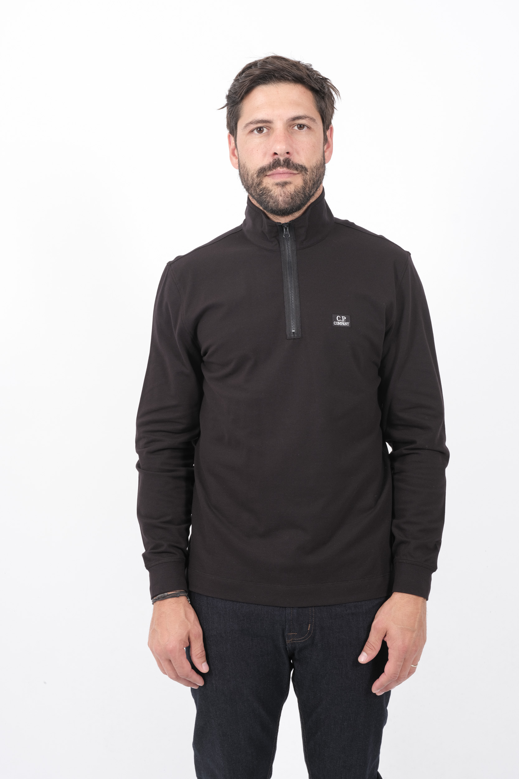 POLO C.P COMPANY DEMI-ZIP MANCHES LONGUES NOIR L152A-999