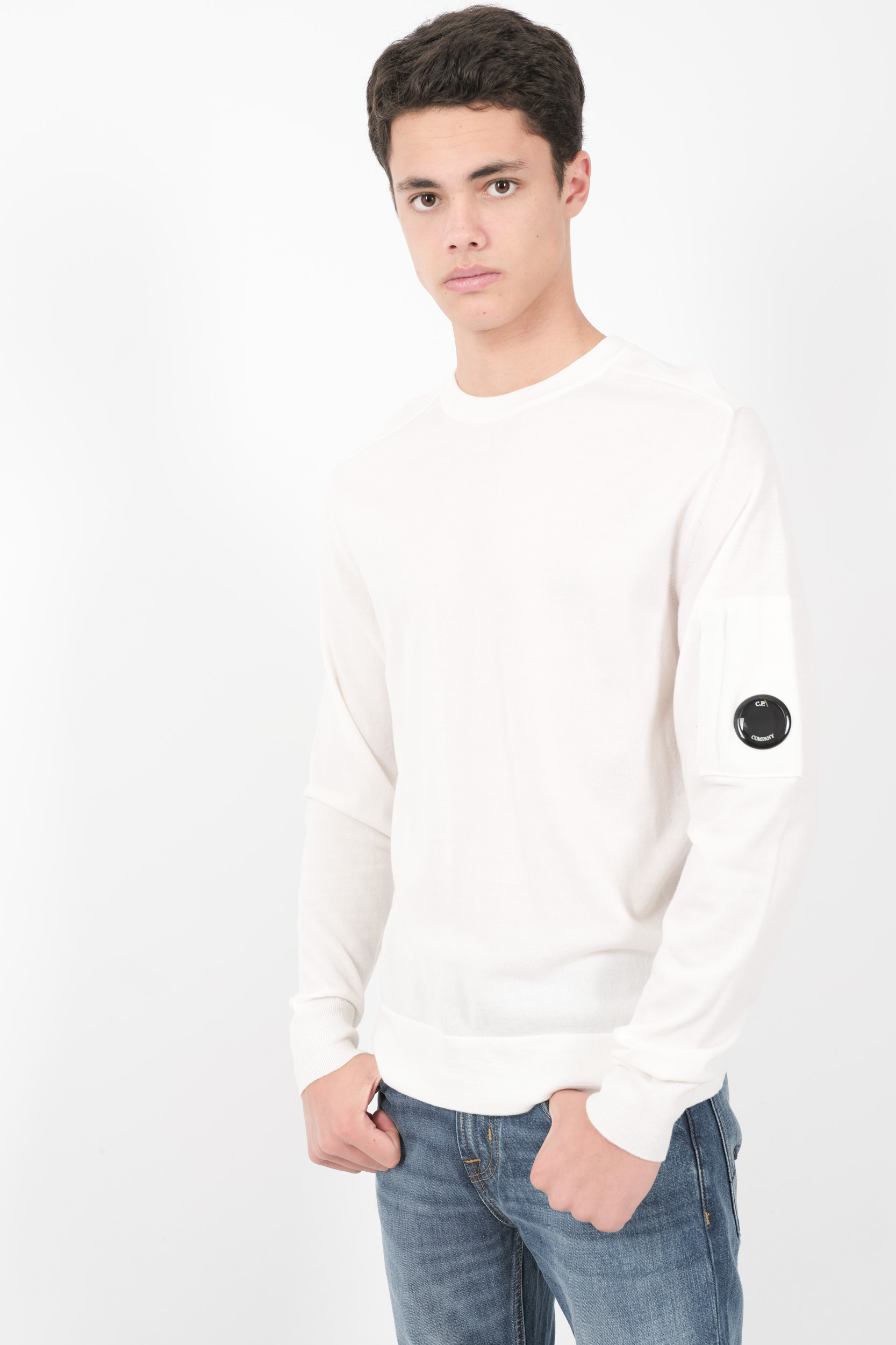  Image du produit PULL C.P COMPANY COL ROND EN LAINE MERINOS BLANC N051A-103 - 2