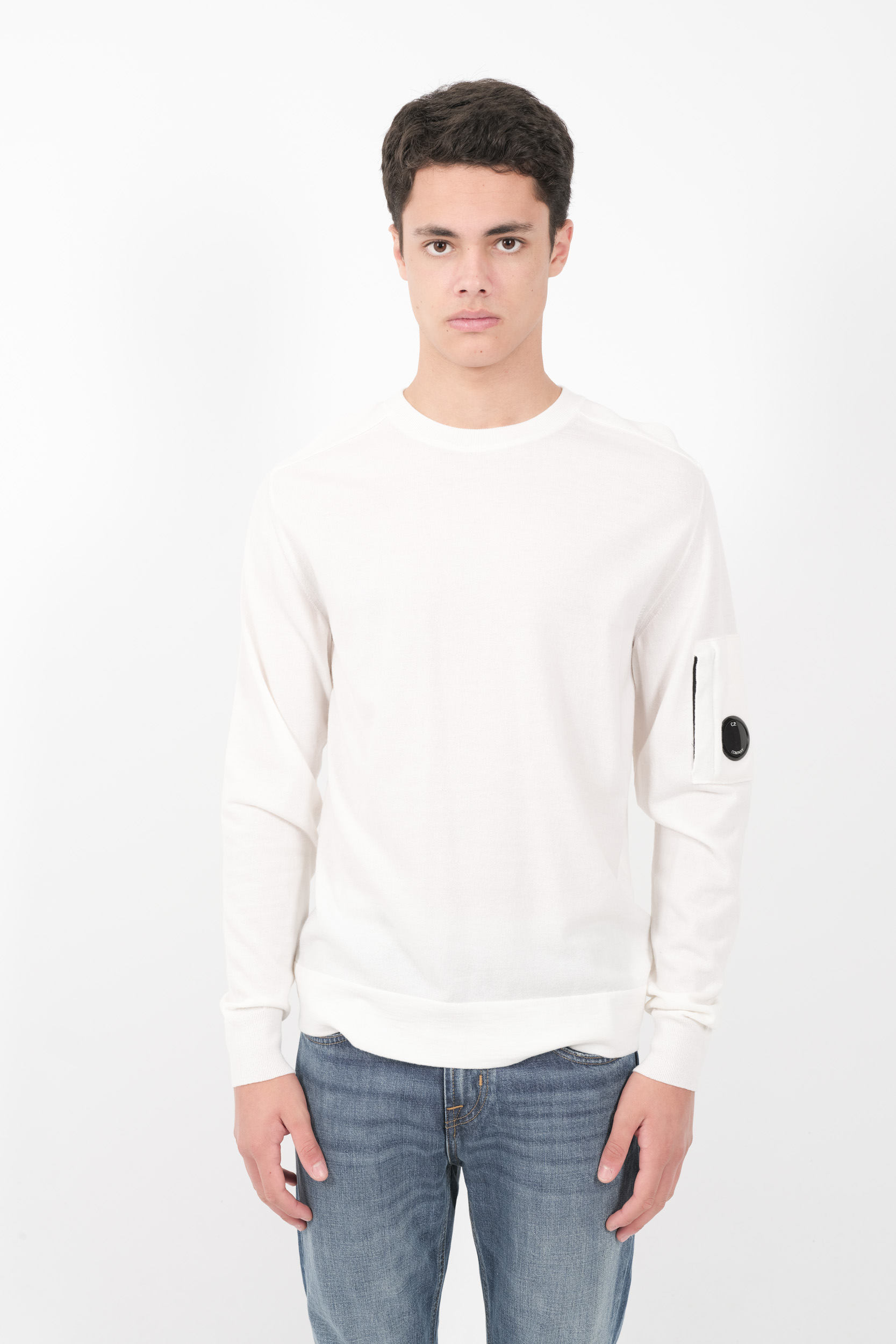  Image du produit PULL C.P COMPANY COL ROND EN LAINE MERINOS BLANC N051A-103 - 3