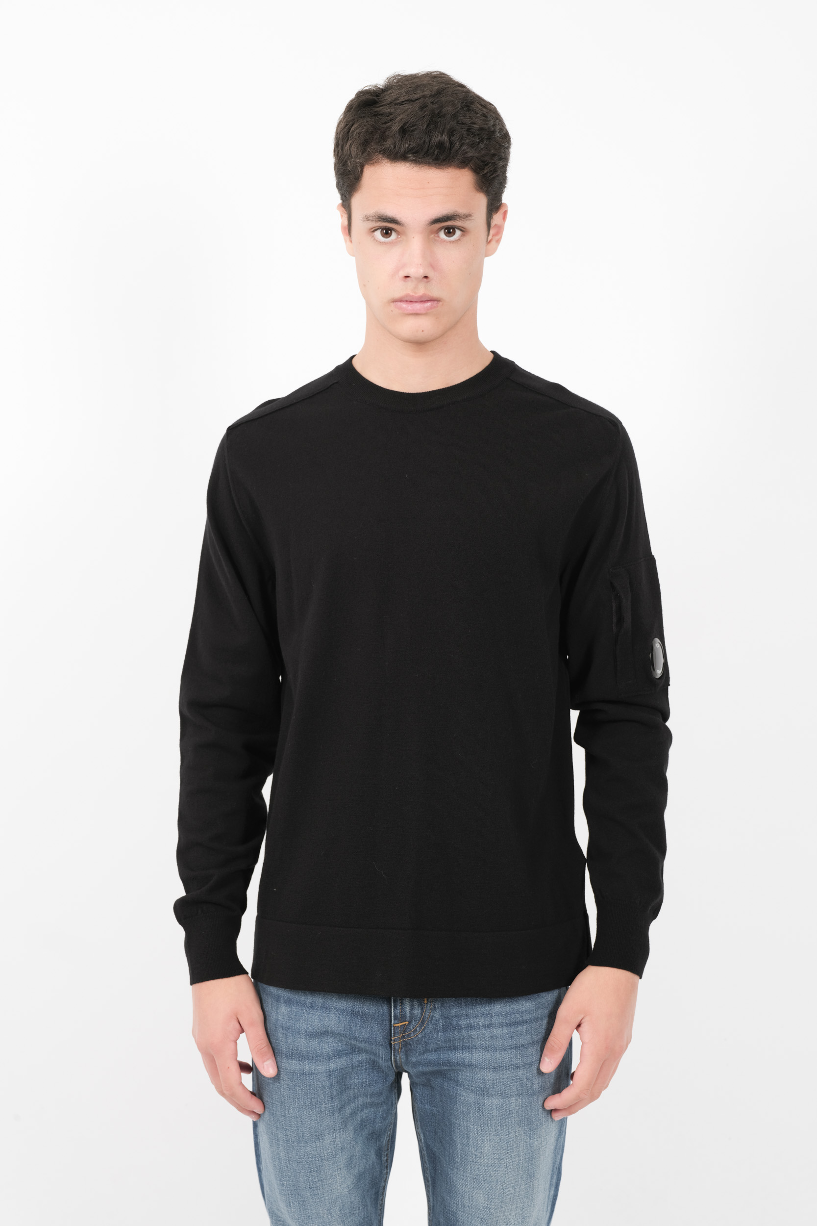 PULL C.P COMPANY COL ROND EN LAINE MERINOS NOIR N051A-999