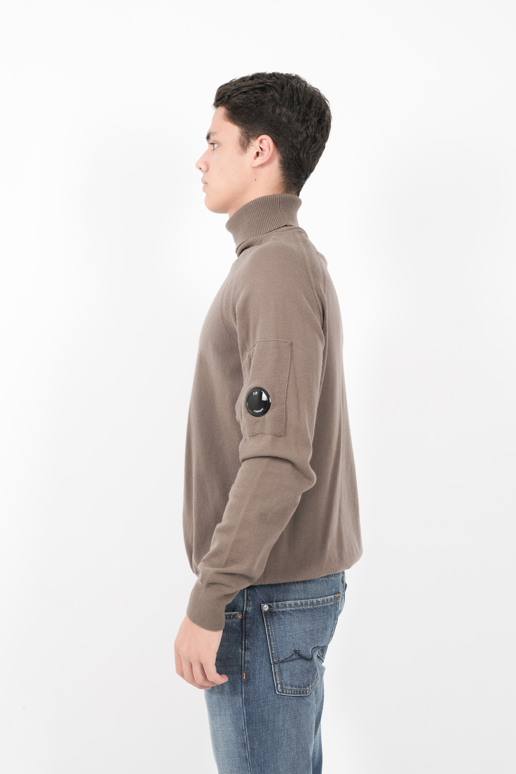  Image du produit PULL C.P COMPANY COL ROULE EN LAINE MERINOS TAUPE N192A-359 - 4