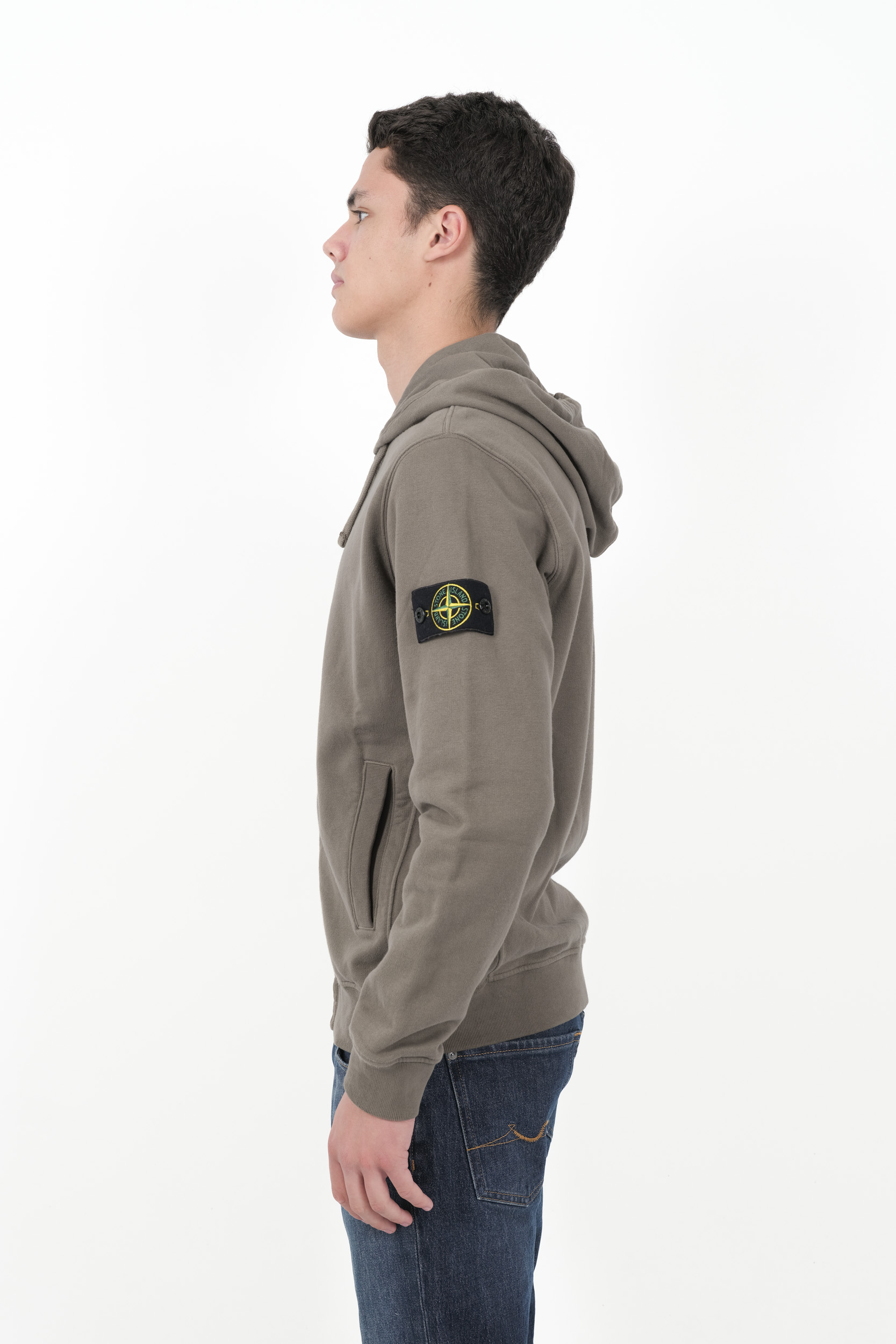 SWEAT STONE ISLAND CAPUCHE ZIPPE KAKI CLAIR 811563520-V0075