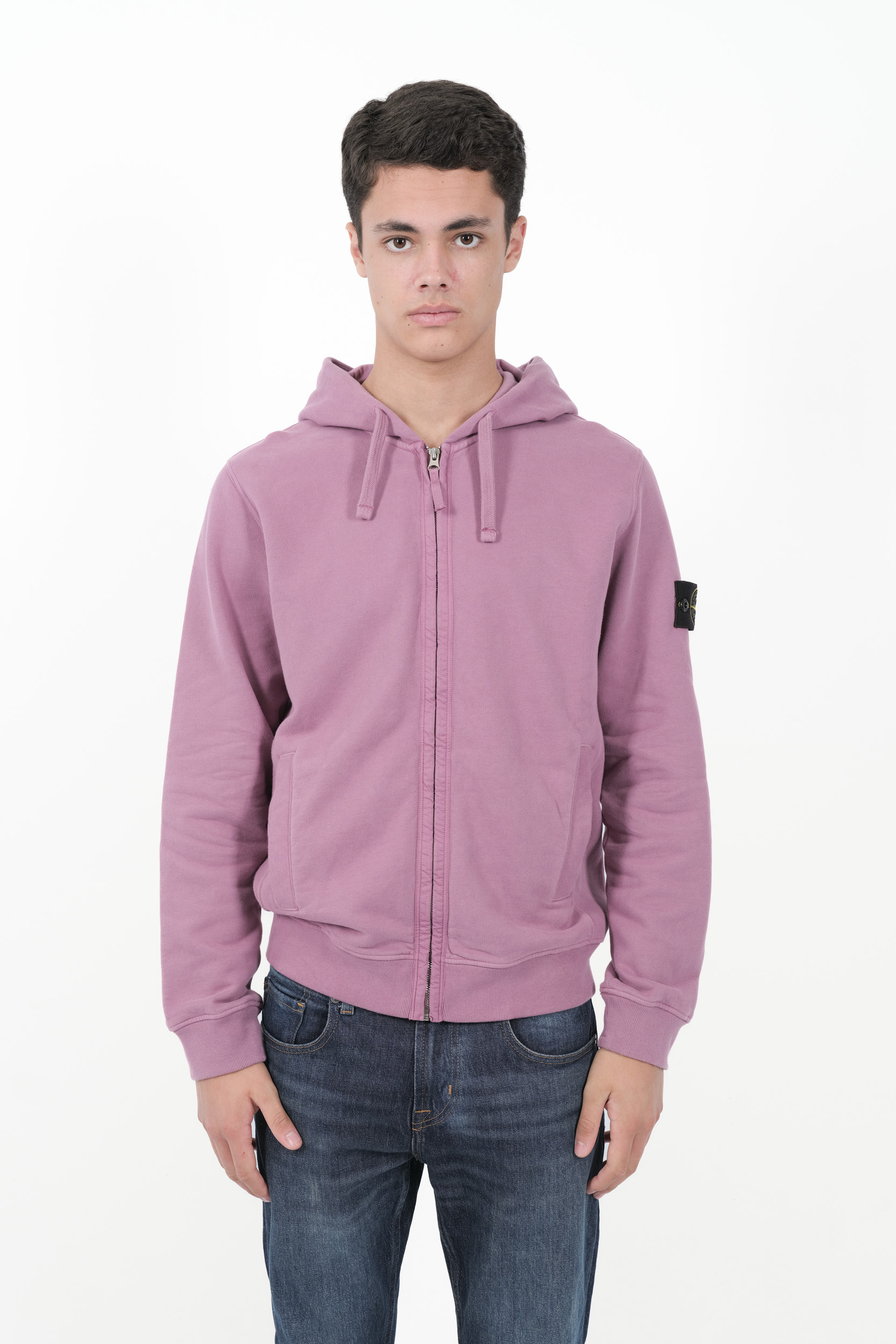 SWEAT STONE ISLAND CAPUCHE ZIPPE ROSE 811563520-V0086