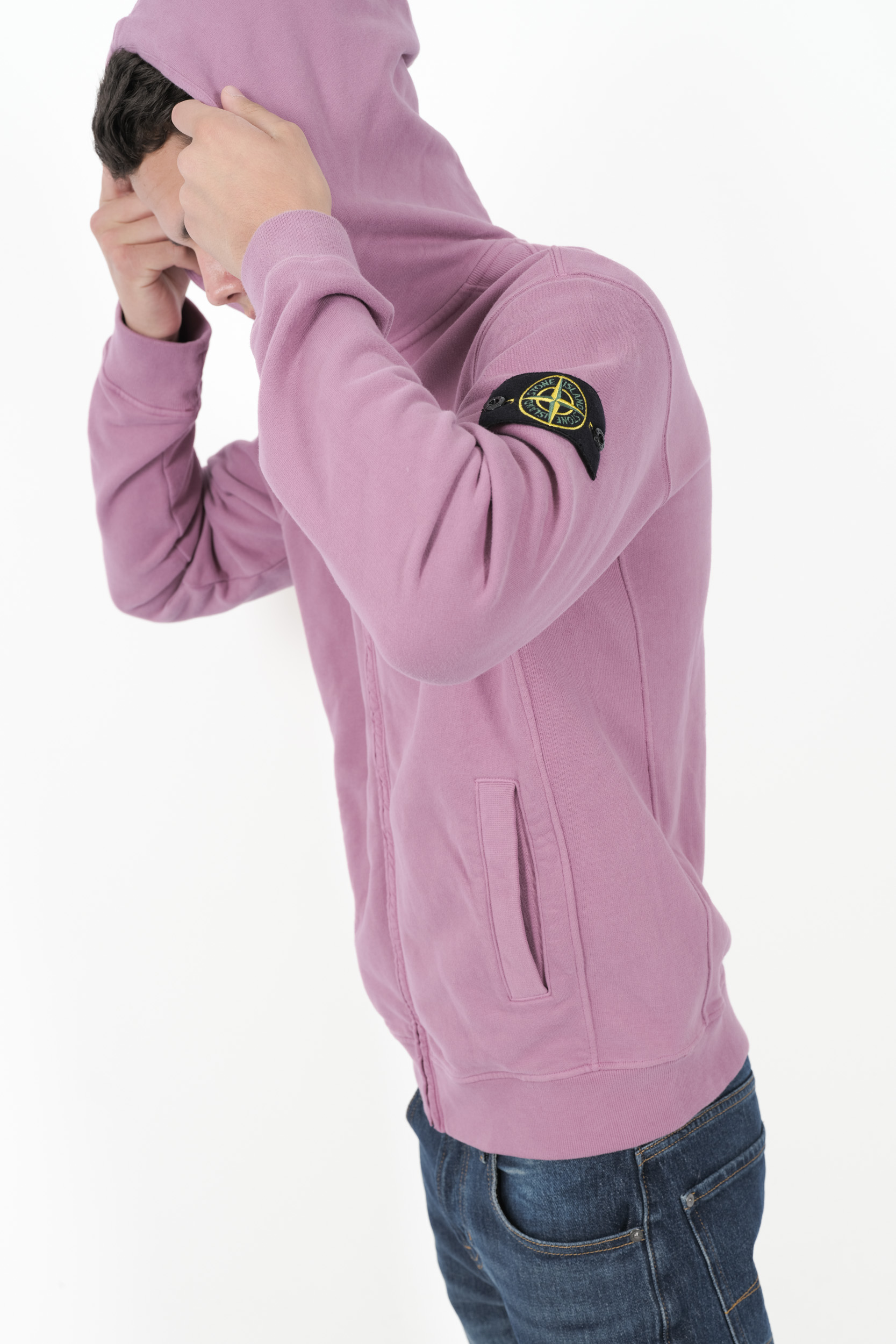 SWEAT STONE ISLAND CAPUCHE ZIPPE ROSE 811563520-V0086