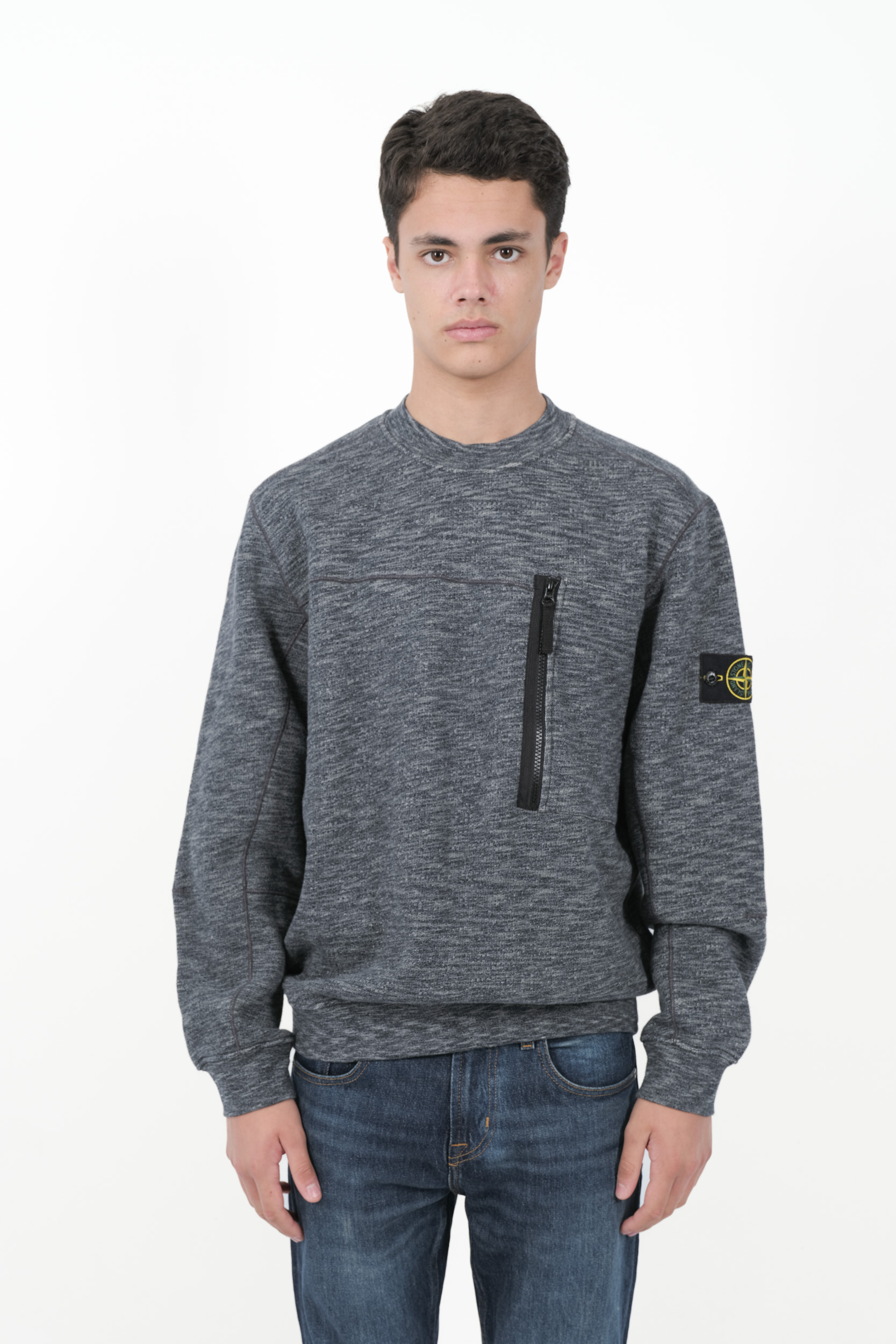  Image du produit SWEAT STONE ISLAND COL ROND COTON MOULINE GRIS 811565338-V0062 - 3