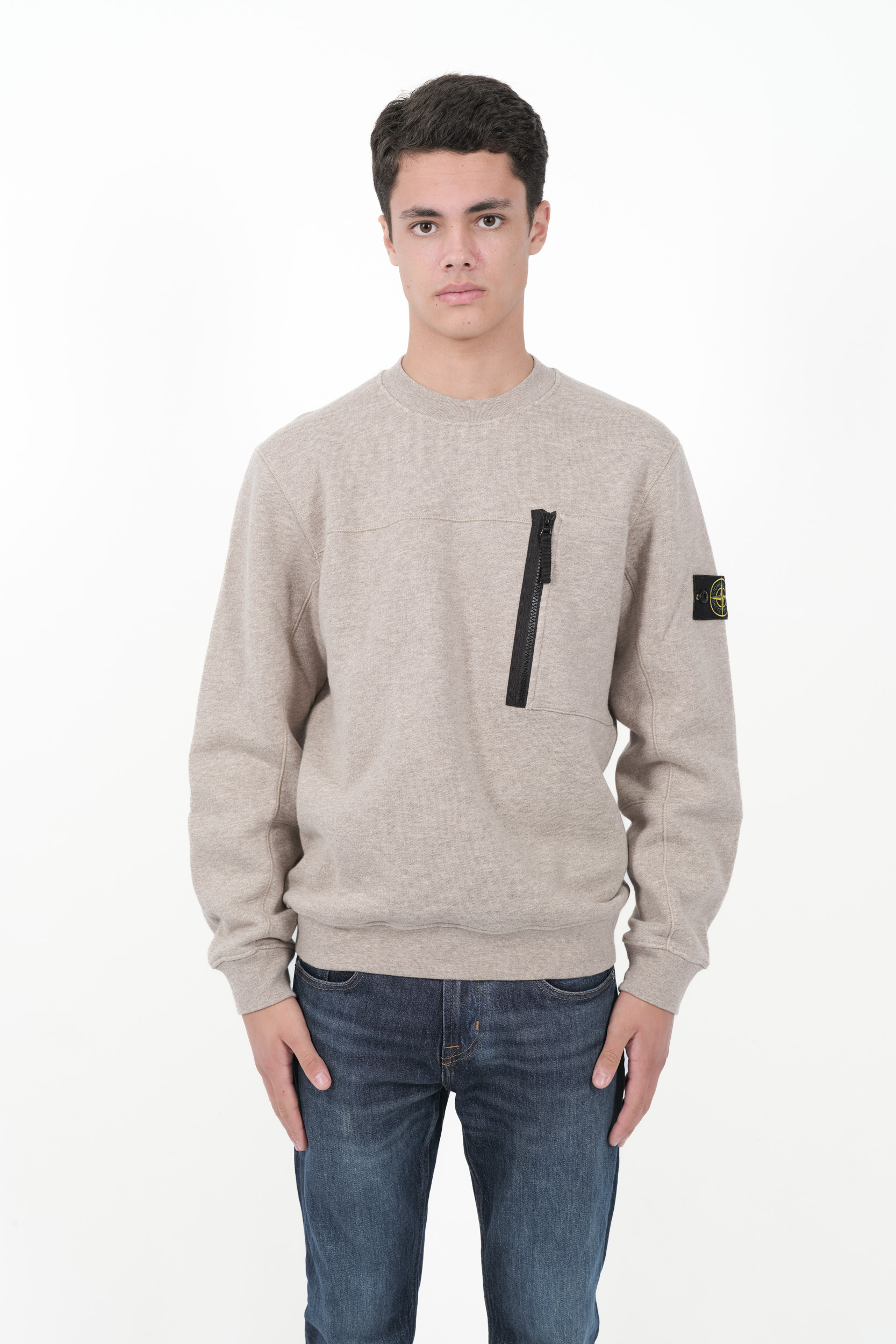  Image du produit SWEAT STONE ISLAND COL ROND COTON MOULINE AVEC ZIP BEIGE 811565338-V0094 - 3