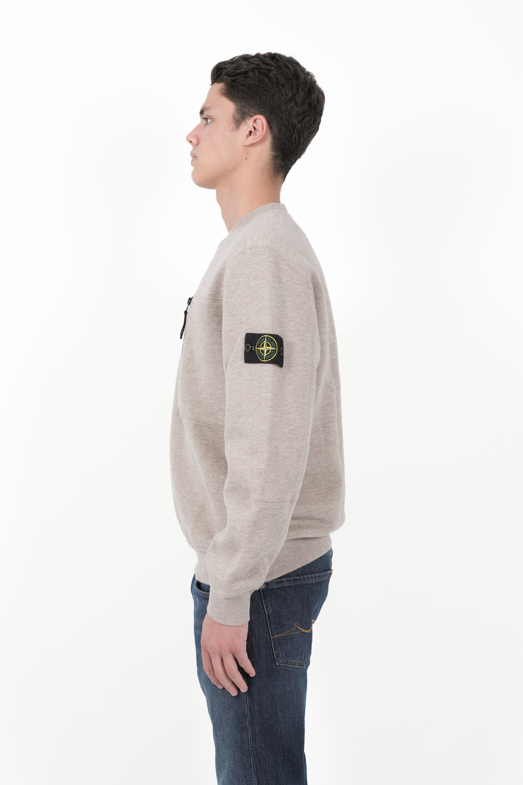  Image du produit SWEAT STONE ISLAND COL ROND COTON MOULINE AVEC ZIP BEIGE 811565338-V0094 - 4