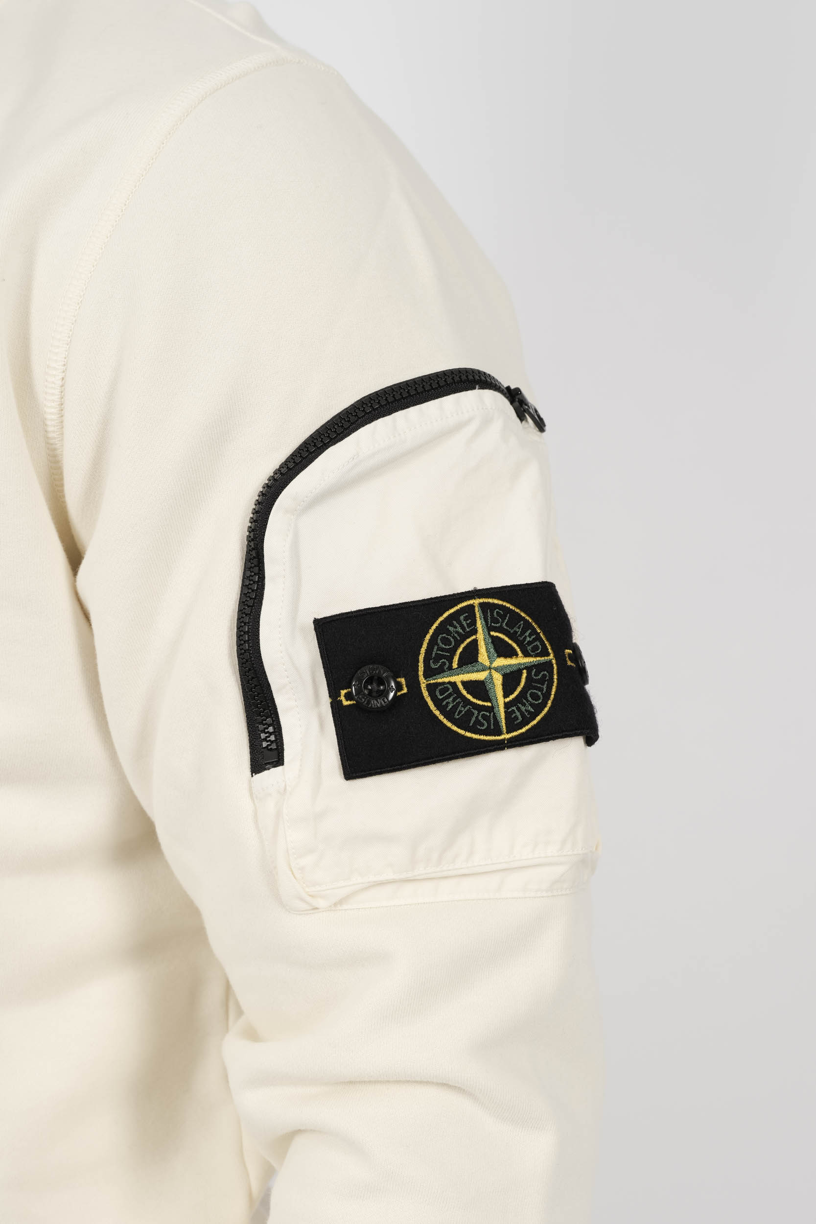 SWEAT STONE ISLAND COL ROND POCHE MANCHE ECRU S156103S123-V0093