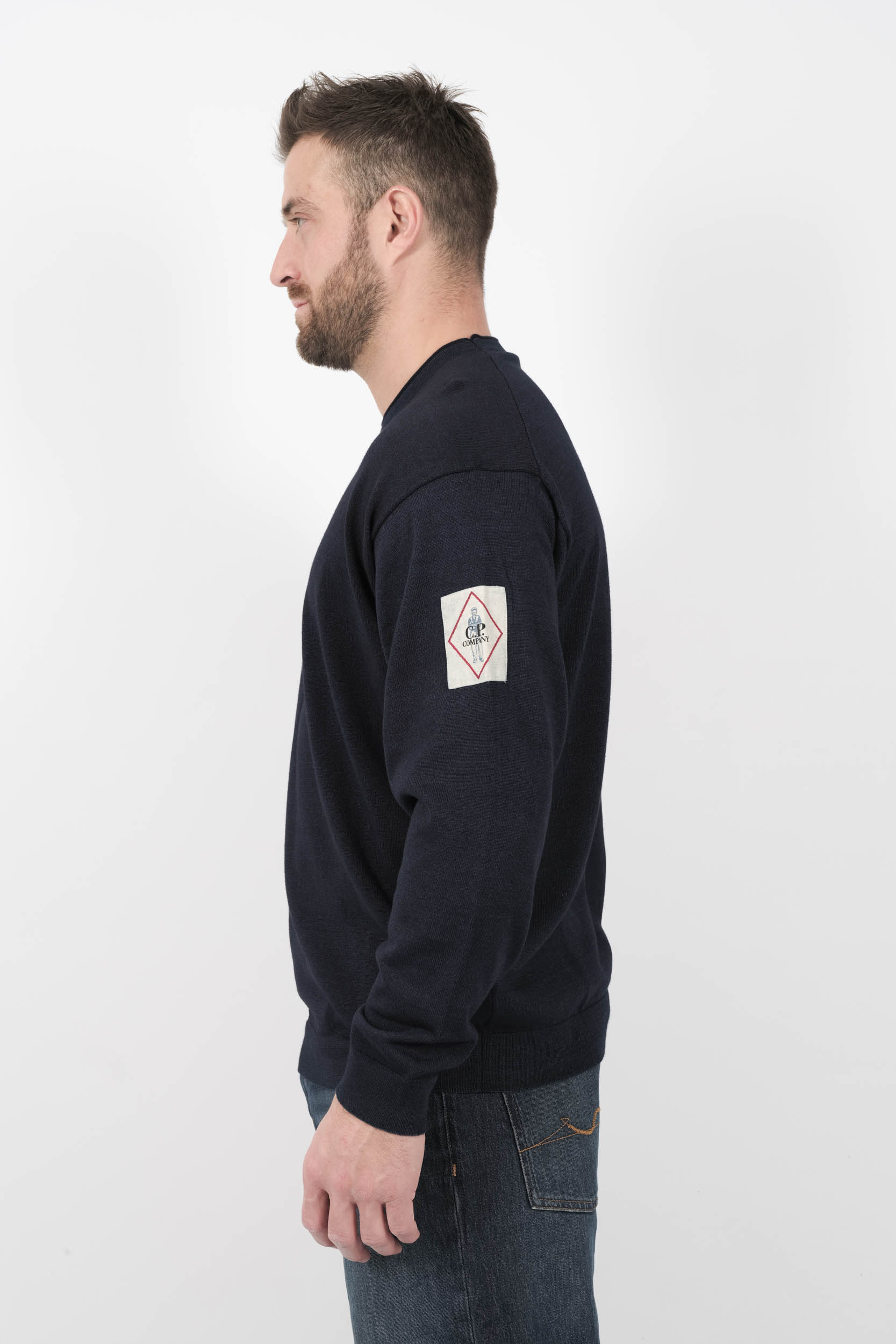  Image du produit PULL C.P COMPANY COL ROND LOGO BRODE MARINE N195A-886 - 4