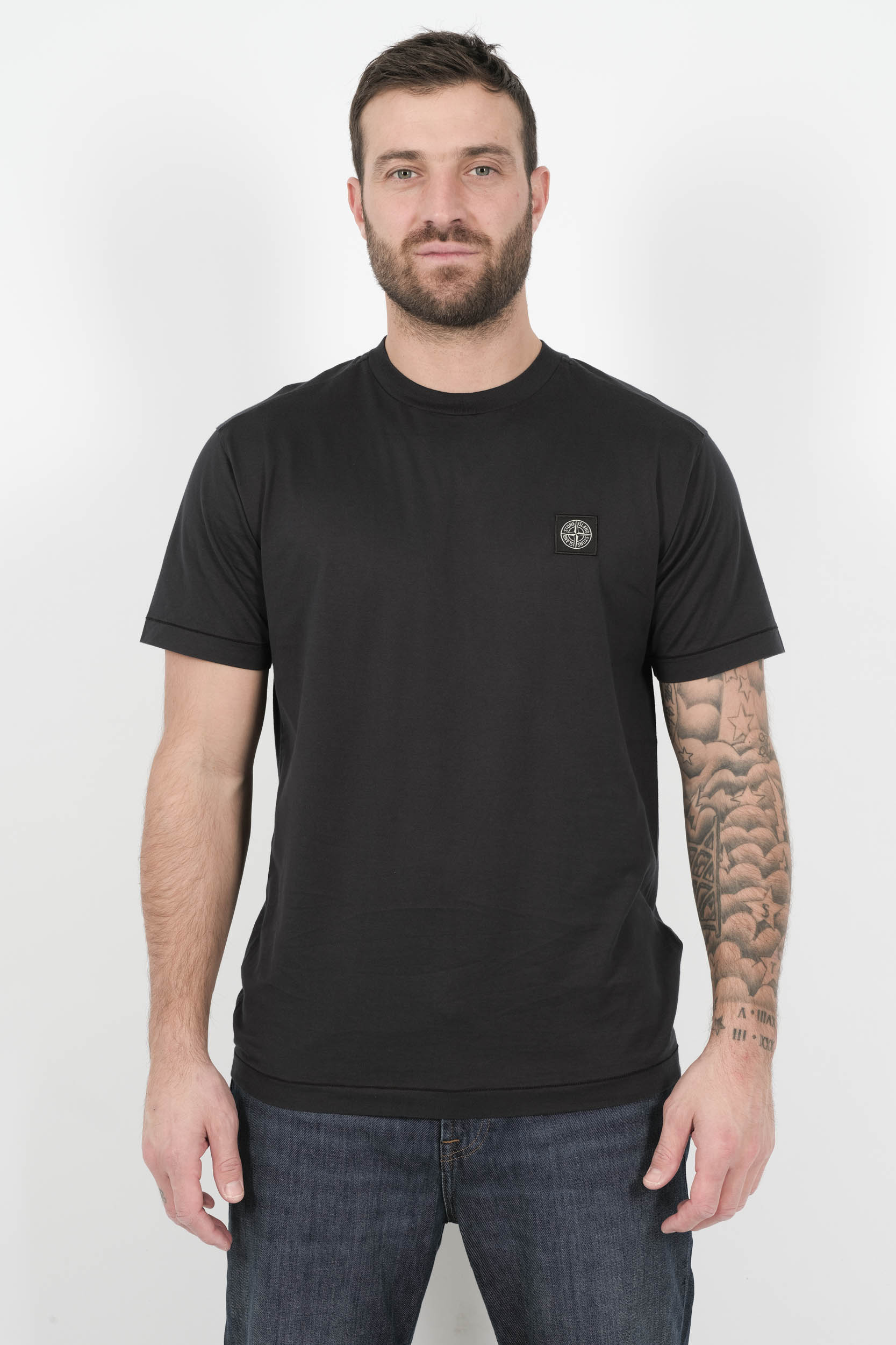 TEE-SHIRT STONE ISLAND AVEC LOGO CARRE BRODE NOIR S152139S13-V0020