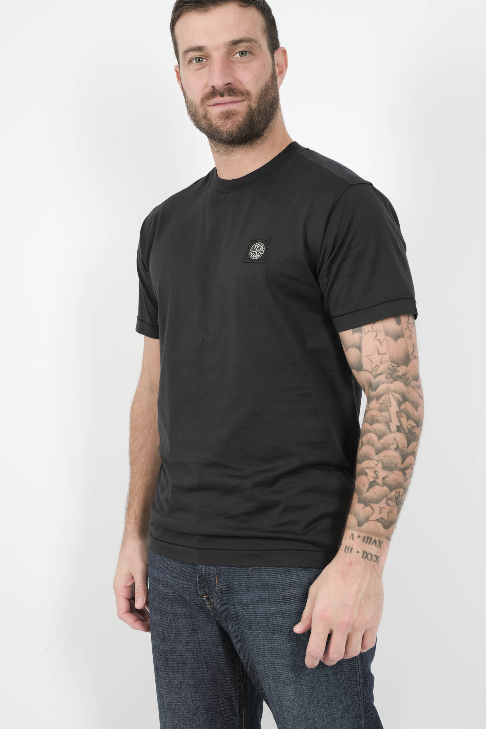 TEE-SHIRT STONE ISLAND AVEC LOGO CARRE BRODE NOIR S152139S13-V0020