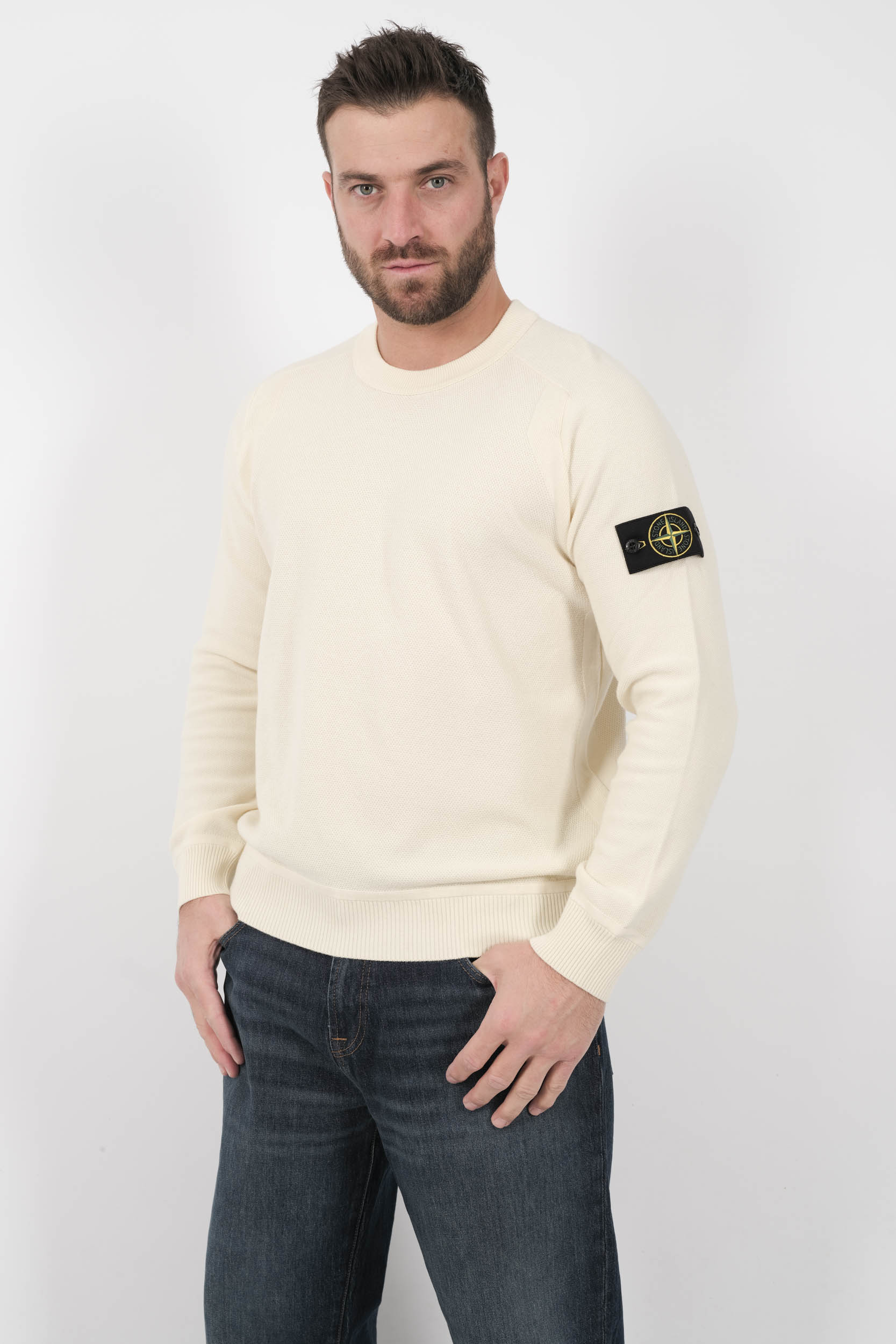  Image du produit PULL STONE ISLAND COL ROND EN NID D'ABEILLE ECRU S155136SB5-V0093 - 2