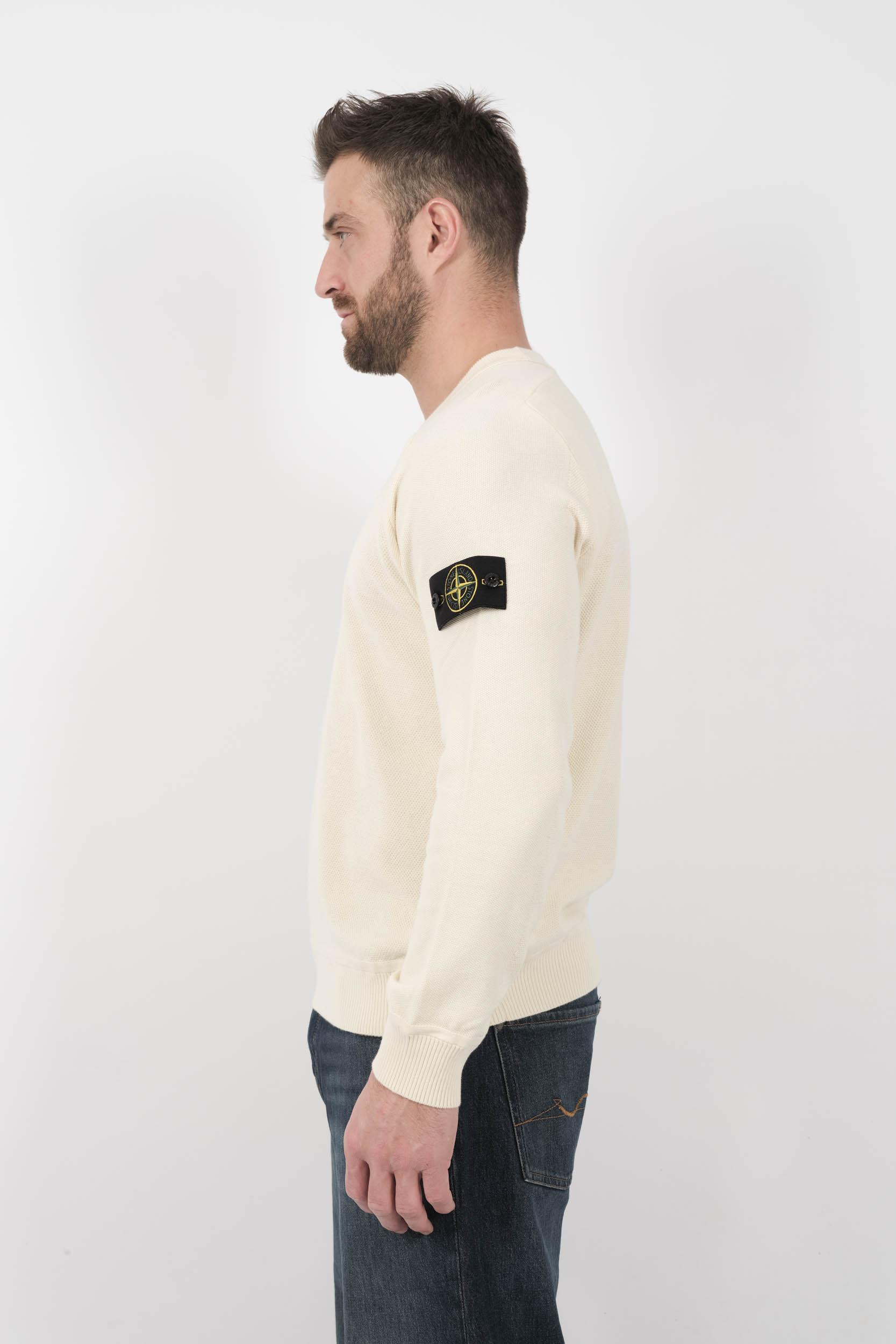  Image du produit PULL STONE ISLAND COL ROND EN NID D'ABEILLE ECRU S155136SB5-V0093 - 4