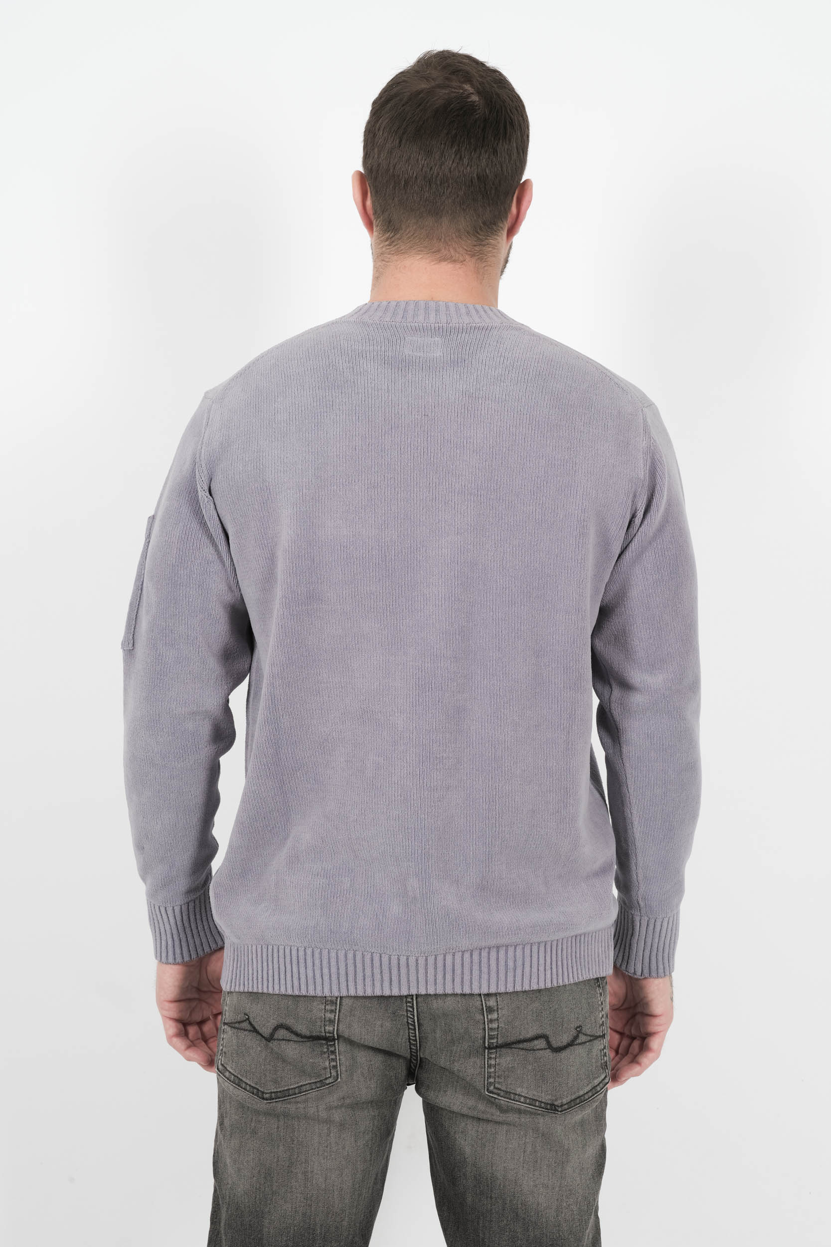 PULL C.P COMPANY COL ROND EFFET VELOUR VIOLET LAVANDE N068A-774