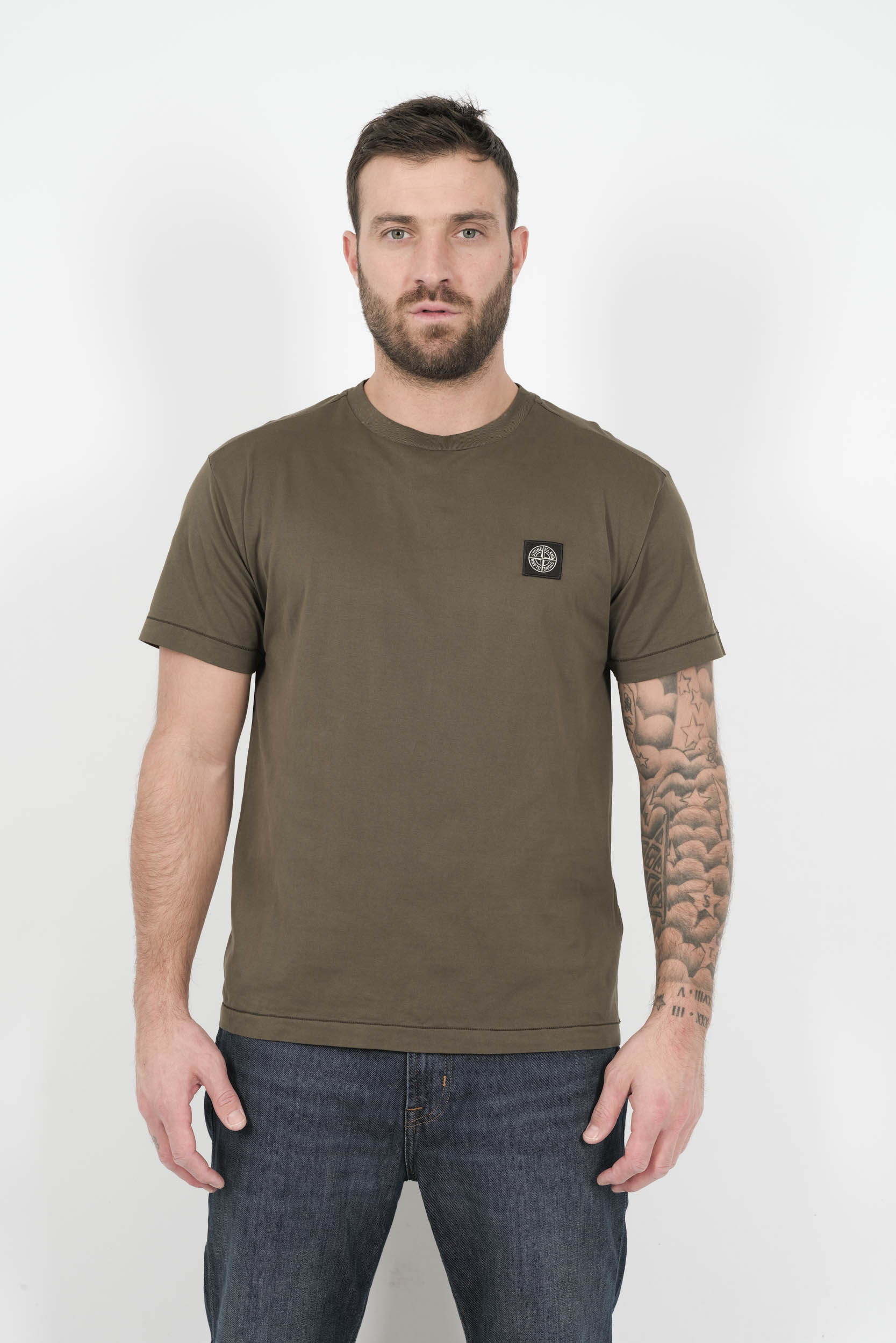 TEE-SHIRT STONE ISLAND AVEC LOGO BRODE KAKI S152139S13-V0054