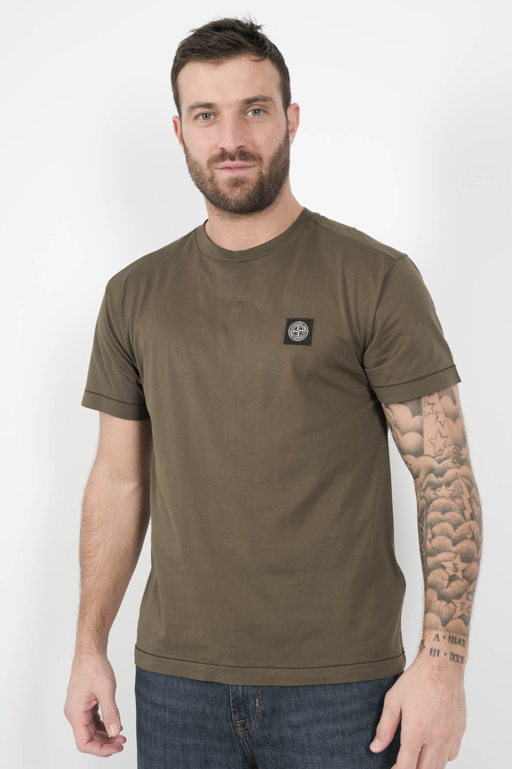 TEE-SHIRT STONE ISLAND AVEC LOGO BRODE KAKI S152139S13-V0054