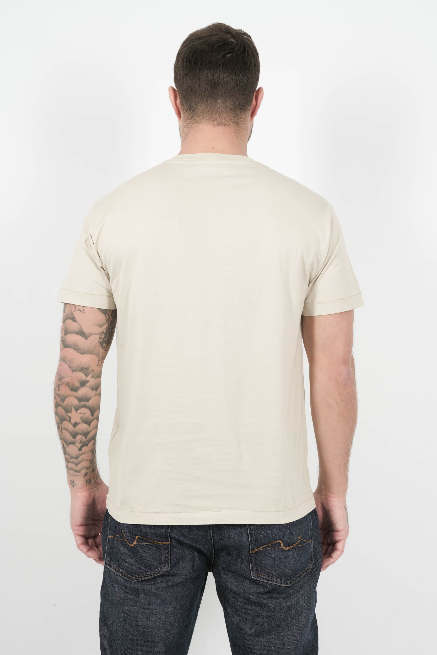 TEE-SHIRT STONE ISLAND AVEC LOGO BRODE BLANC CREME S152139S13-V0095