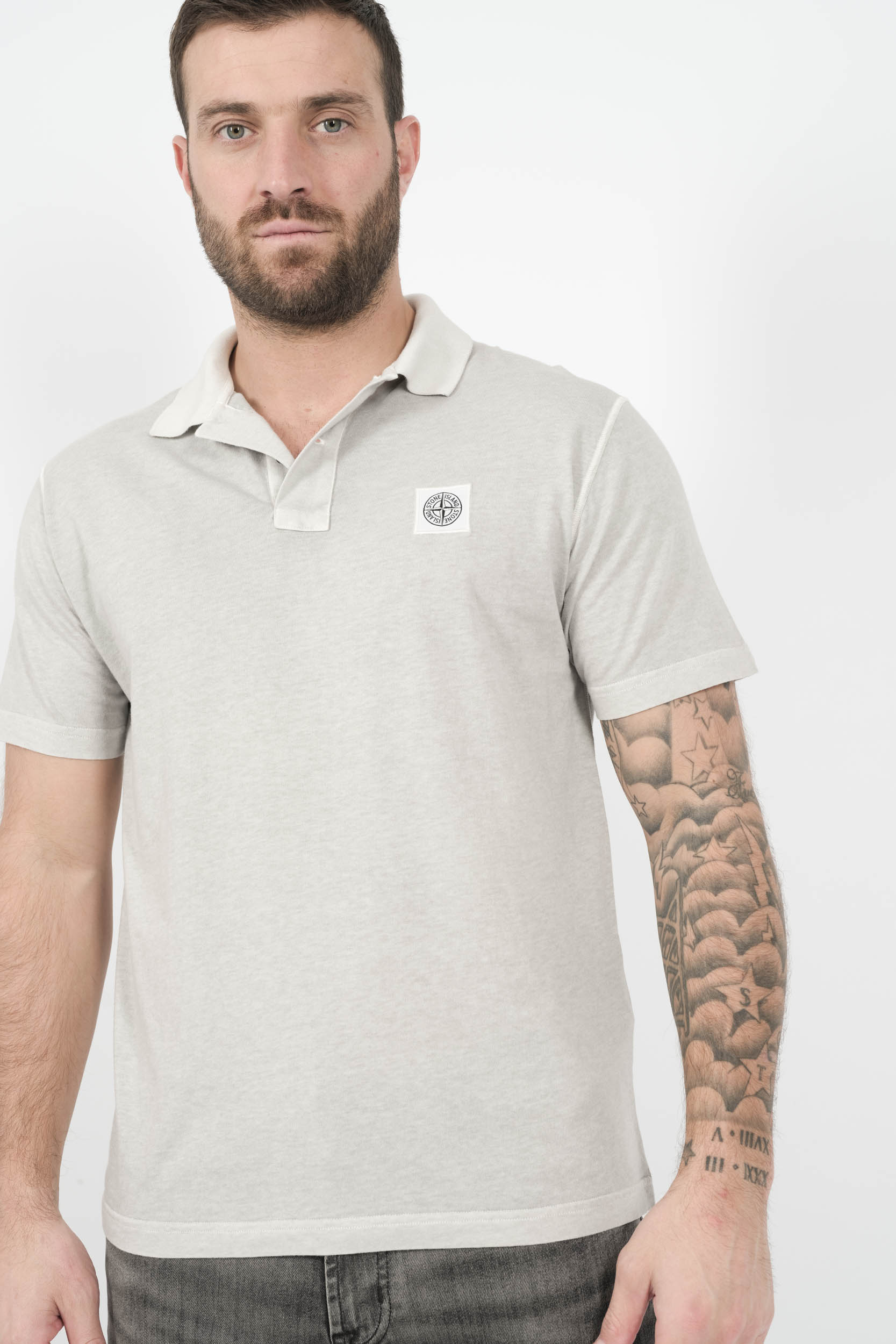 POLO STONE ISLAND LOGO INVERSE GRIS S152225S57-V0161