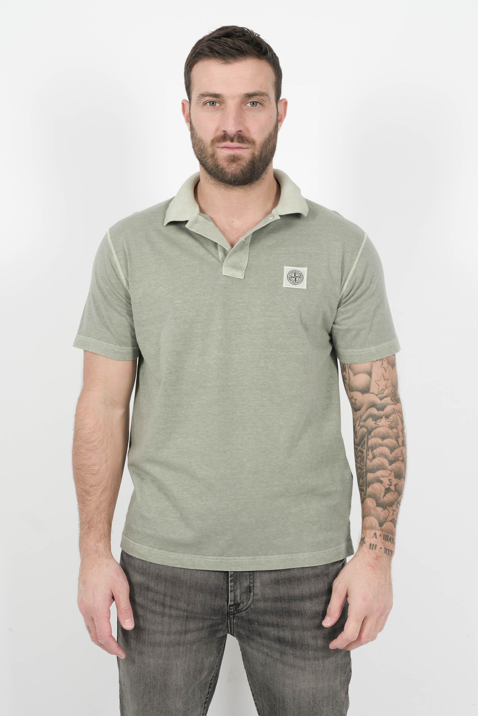 POLO STONE ISLAND LOGO INVERSE VERT DELAVE S152225S57-V0155