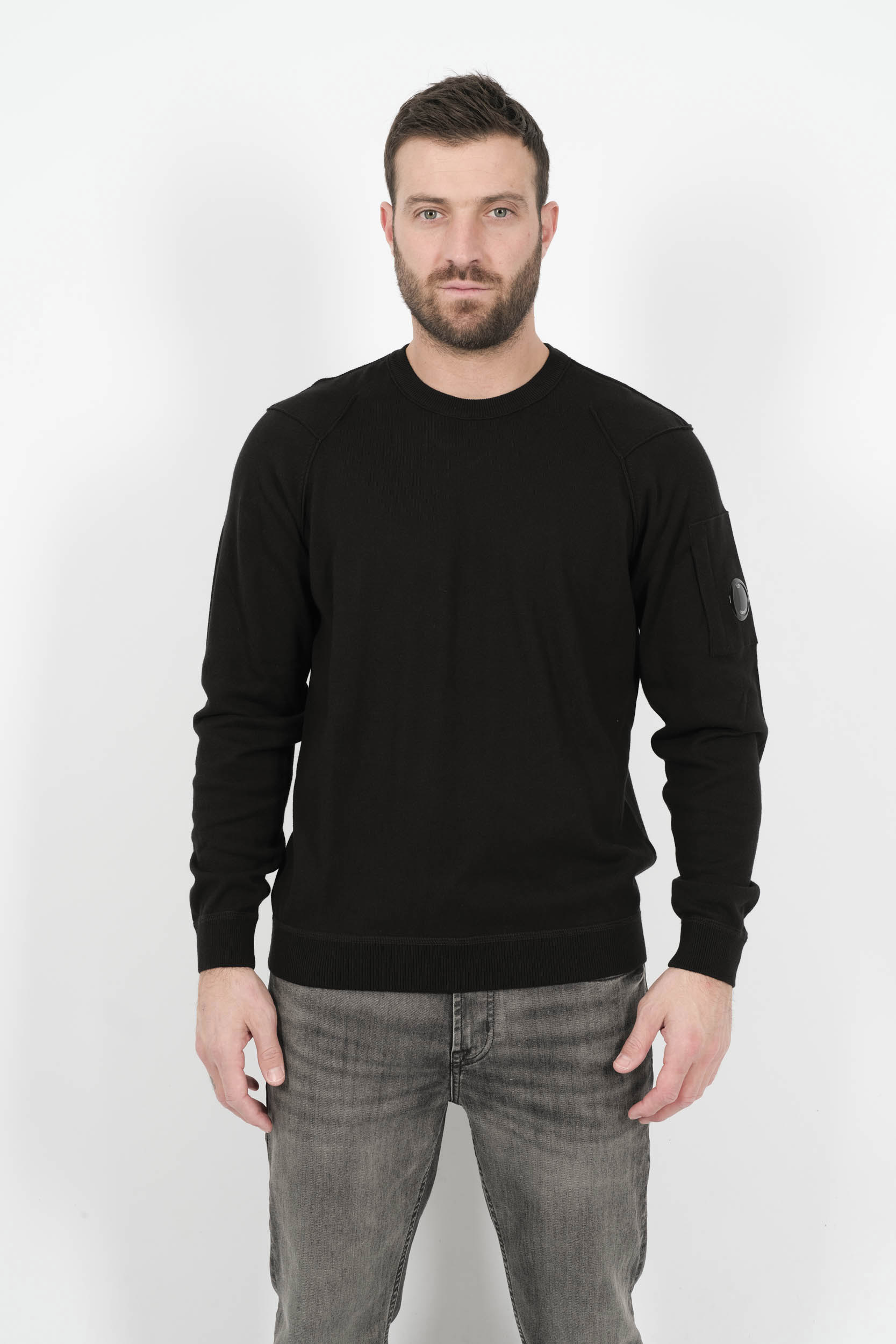 PULL C.P COMPANY COL ROND COTON NOIR N026A-999