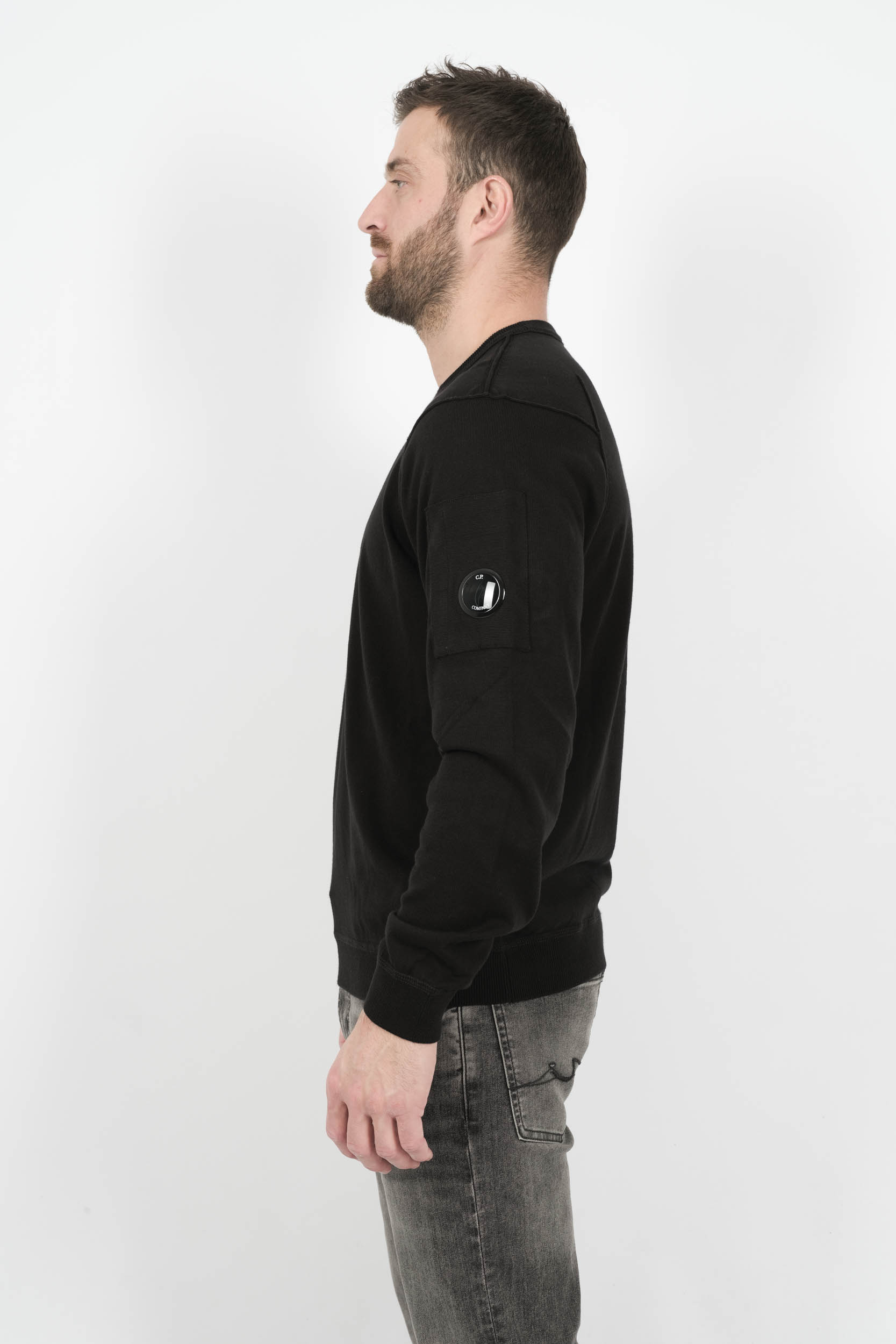 PULL C.P COMPANY COL ROND COTON NOIR N026A-999