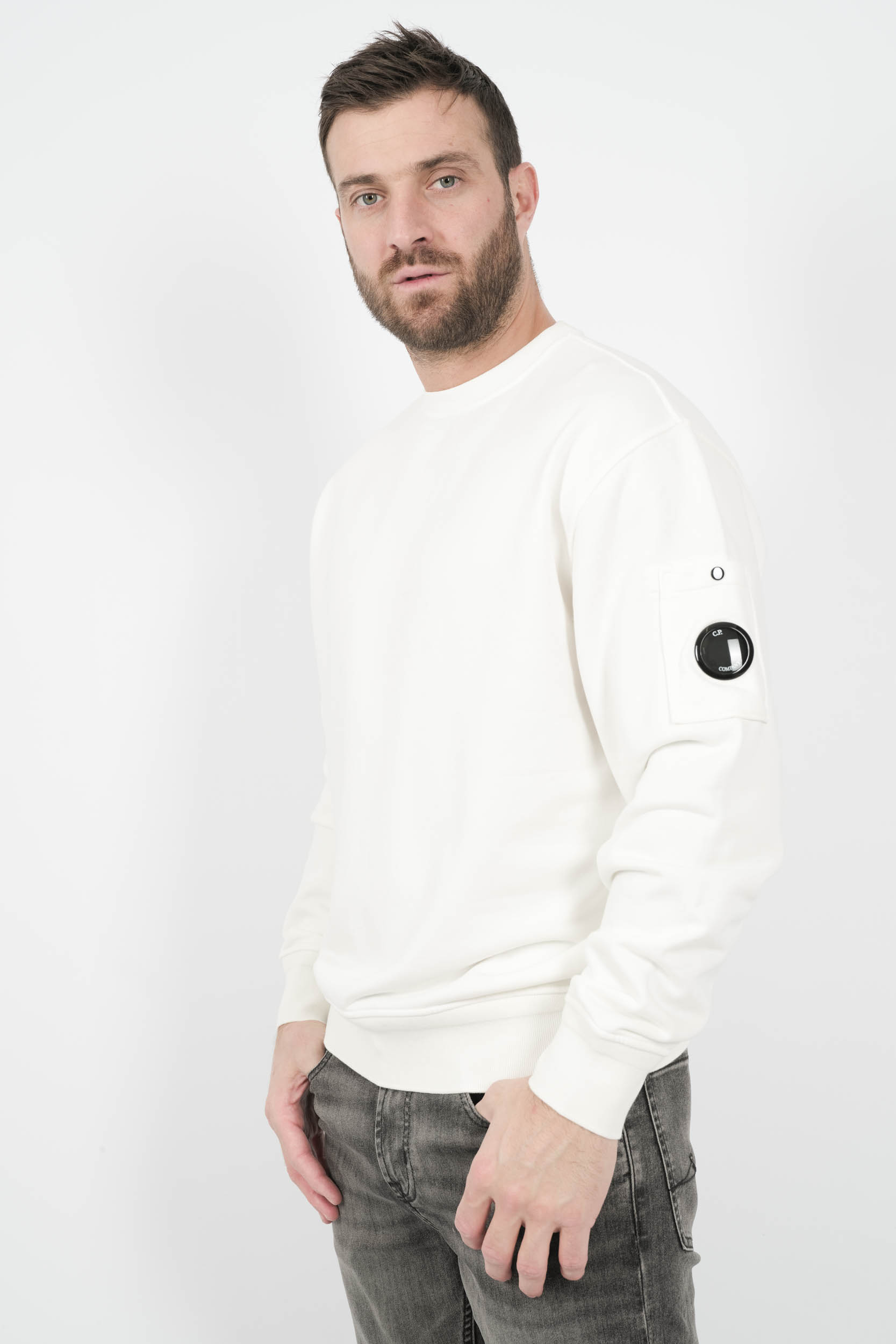 SWEAT C.P COMPANY COL ROND HUBLOT BLANC S098A-103