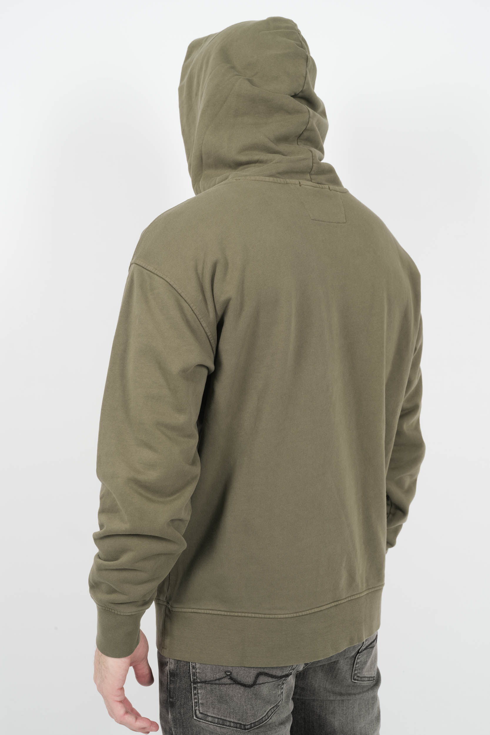 SWEAT C.P COMPANY A CAPUCHE LOGO KAKI S260A-669