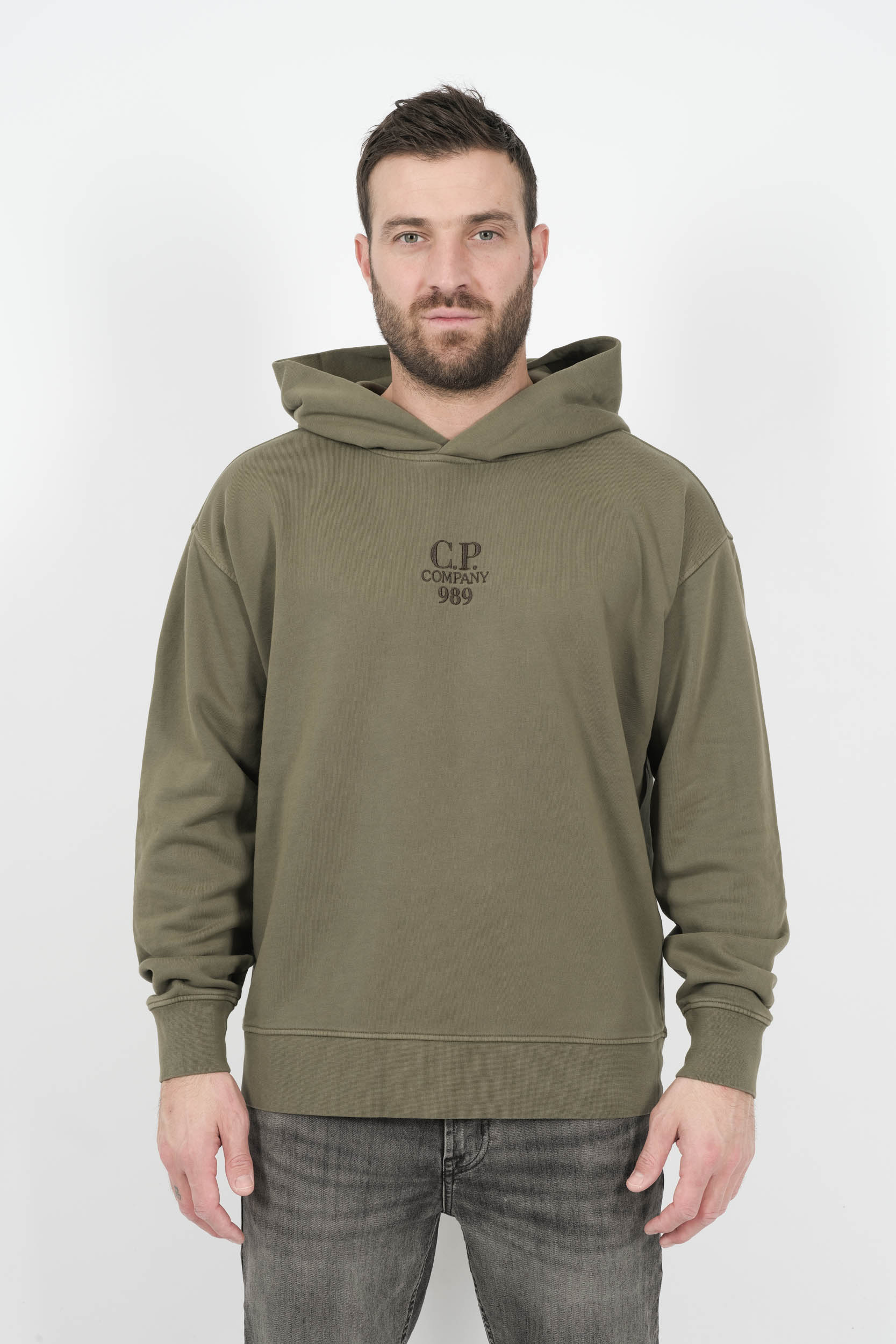 SWEAT C.P COMPANY A CAPUCHE LOGO KAKI S260A-669