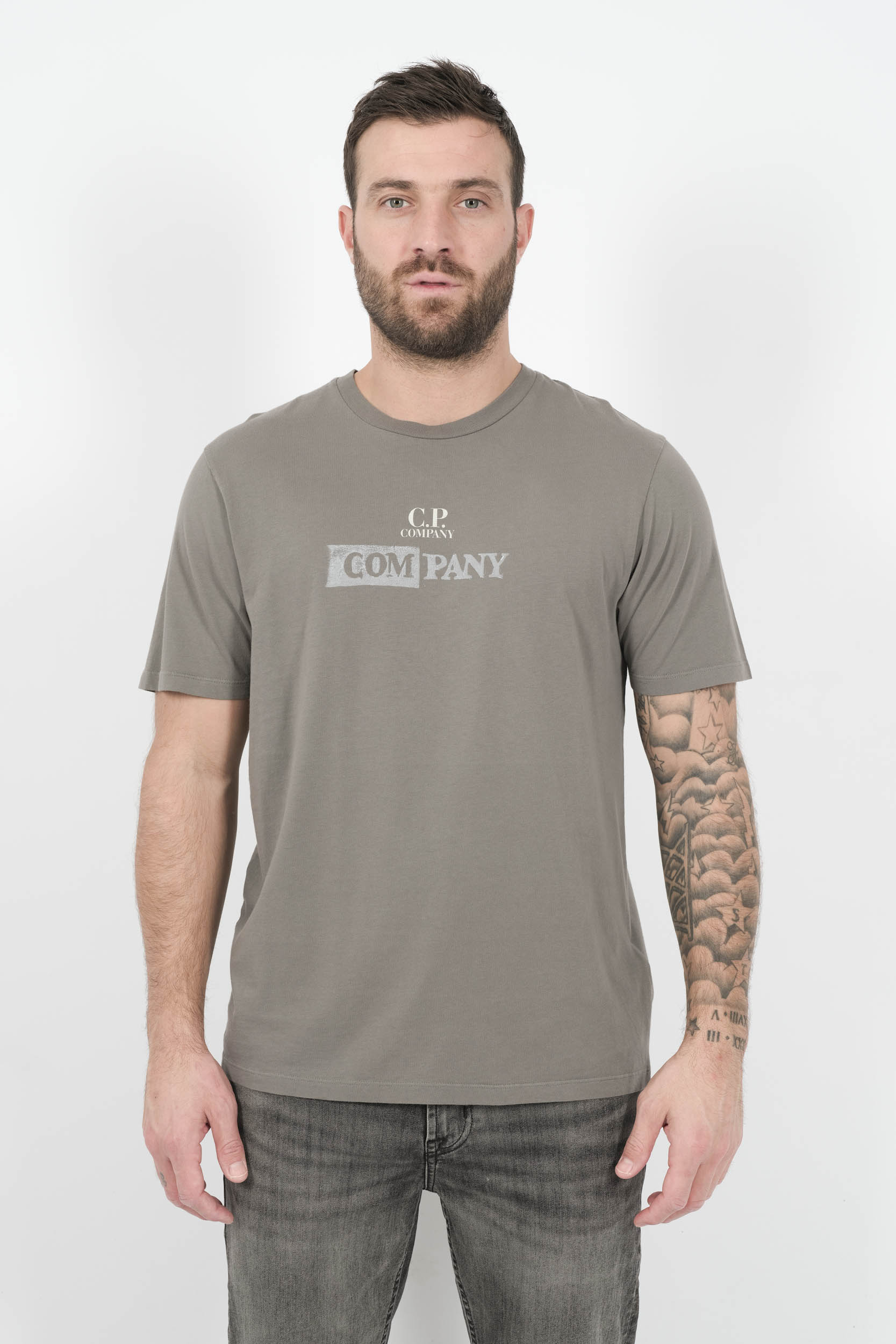 TEE-SHIRT C.P COMPANY AVEC LOGO DEVANT ET DOS GRIS S307A-935