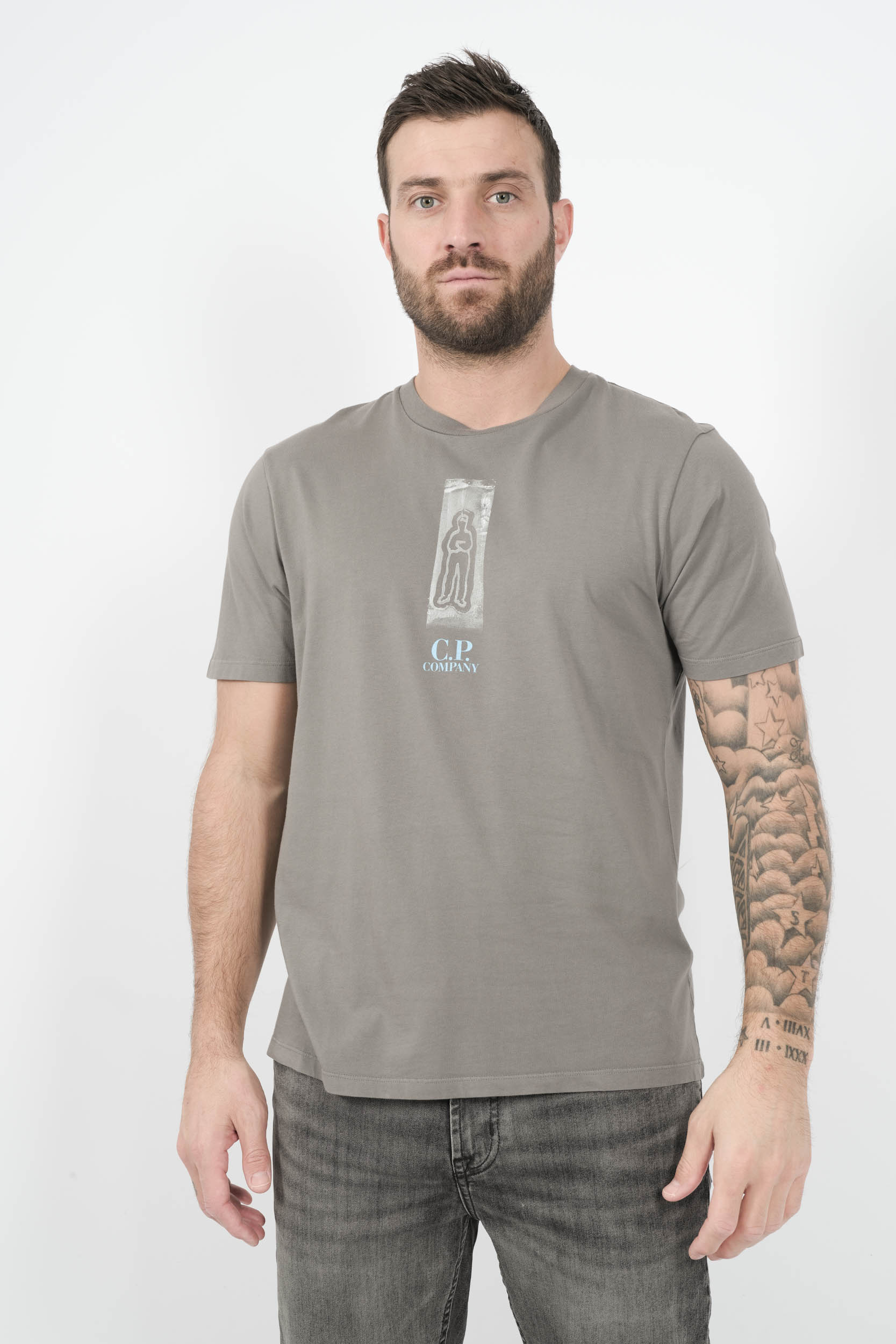 TEE-SHIRT C.P COMPANY AVEC LOGO DEVANT ET DOS GRIS S310A-935