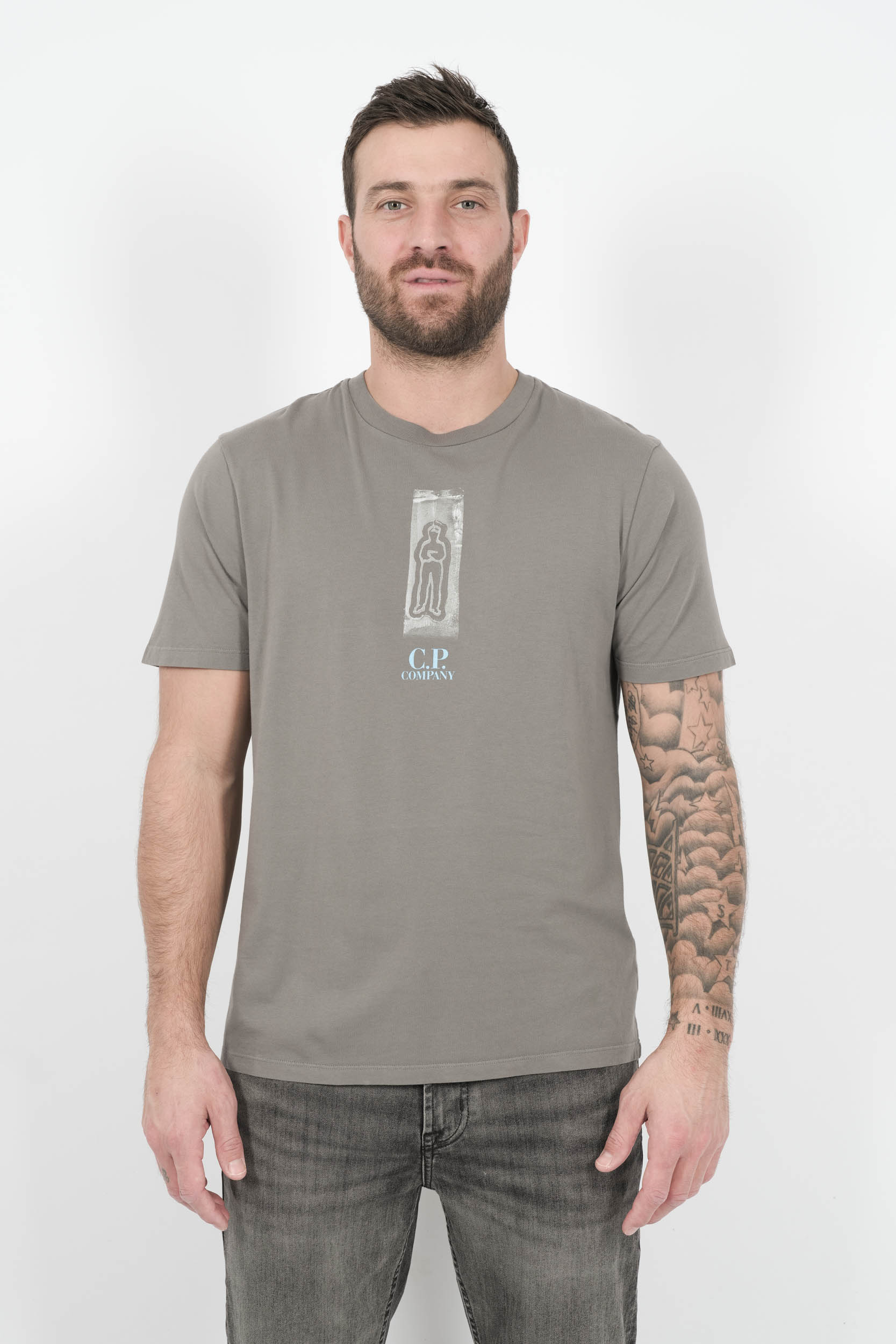 TEE-SHIRT C.P COMPANY AVEC LOGO DEVANT ET DOS GRIS S310A-935