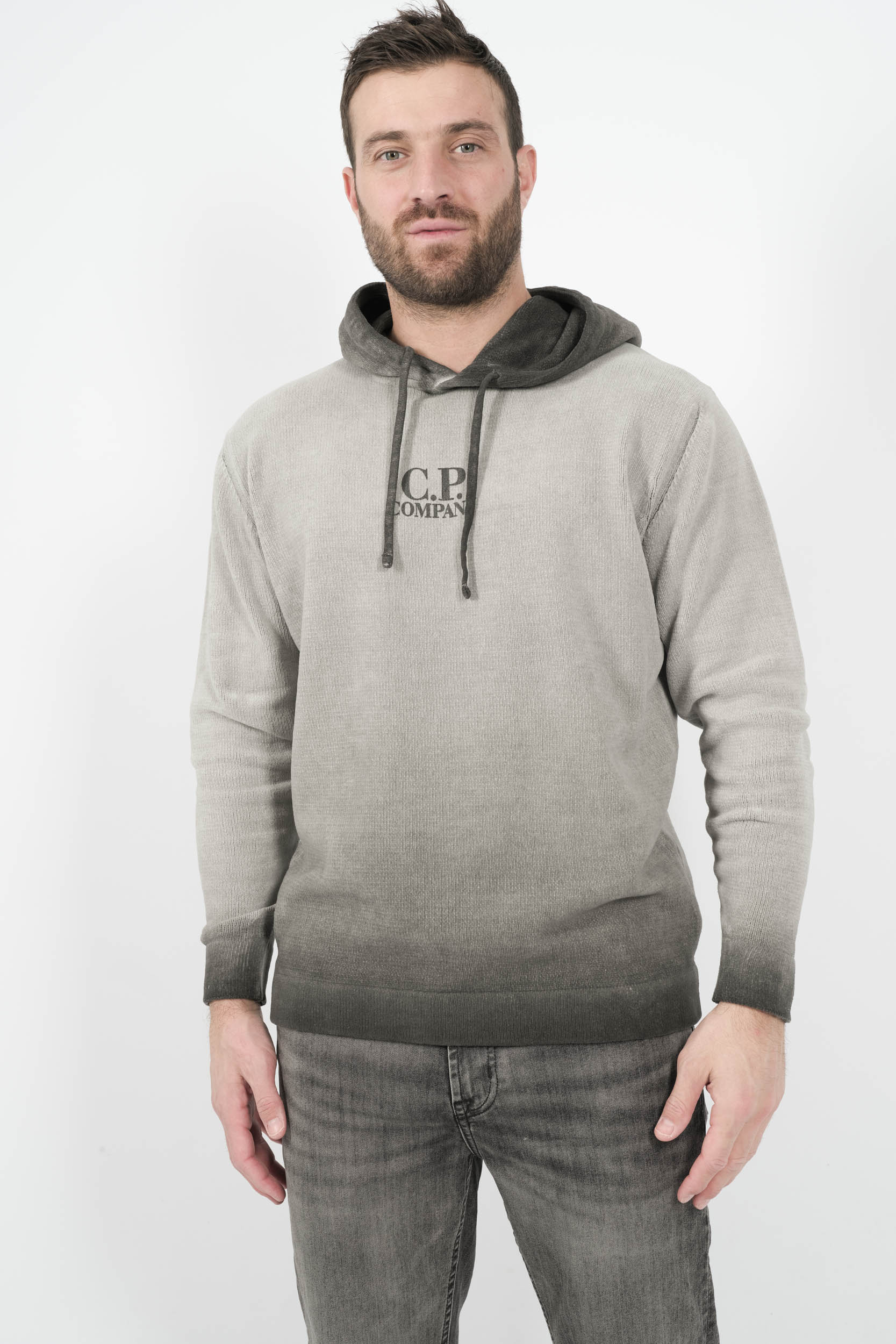 SWEAT C.P COMPANY A CAPUCHE EFFET VELOUR DEGRADE GRIS N072A-935