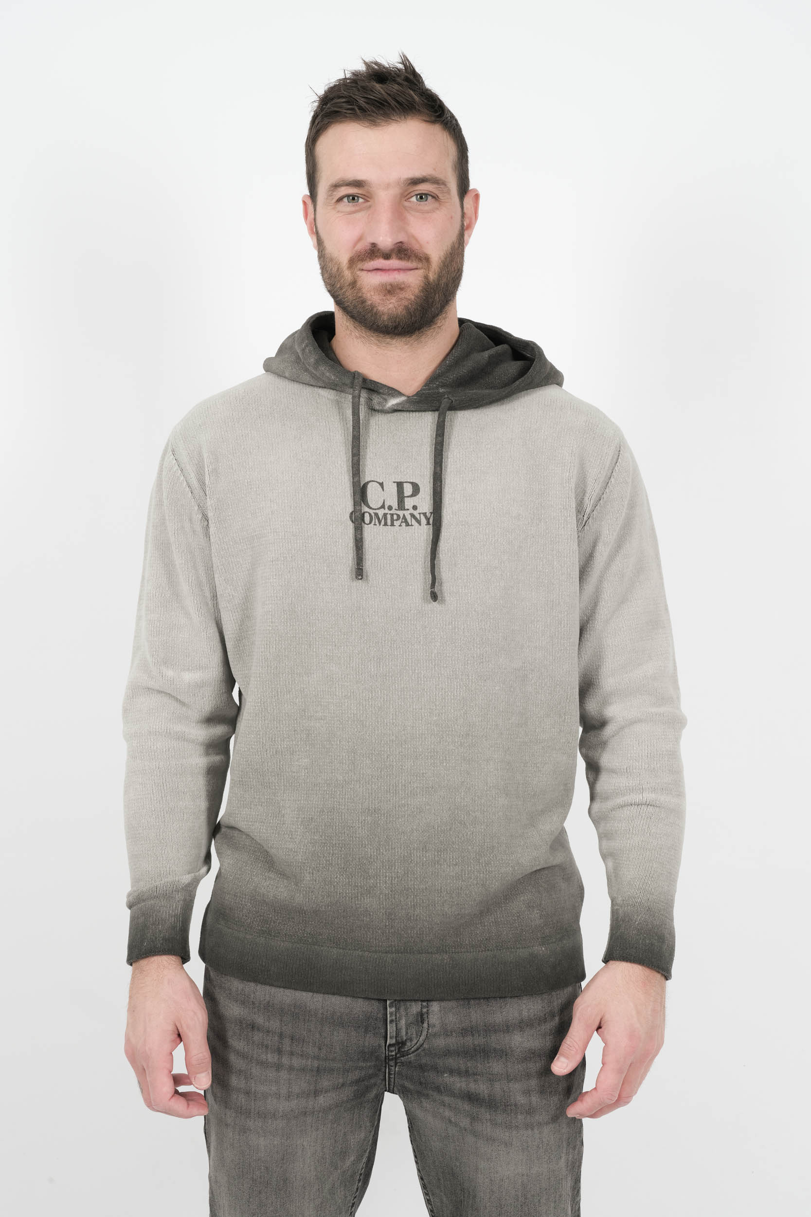 SWEAT C.P COMPANY A CAPUCHE EFFET VELOUR DEGRADE GRIS N072A-935