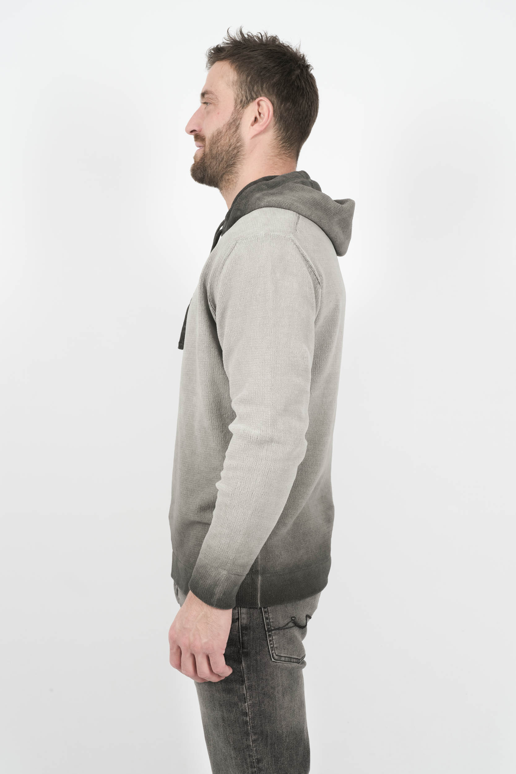 SWEAT C.P COMPANY A CAPUCHE EFFET VELOUR DEGRADE GRIS N072A-935