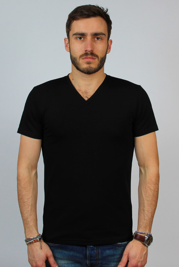 T-SHIRT COL V NOIR FILIPPA K 17216-BLACK