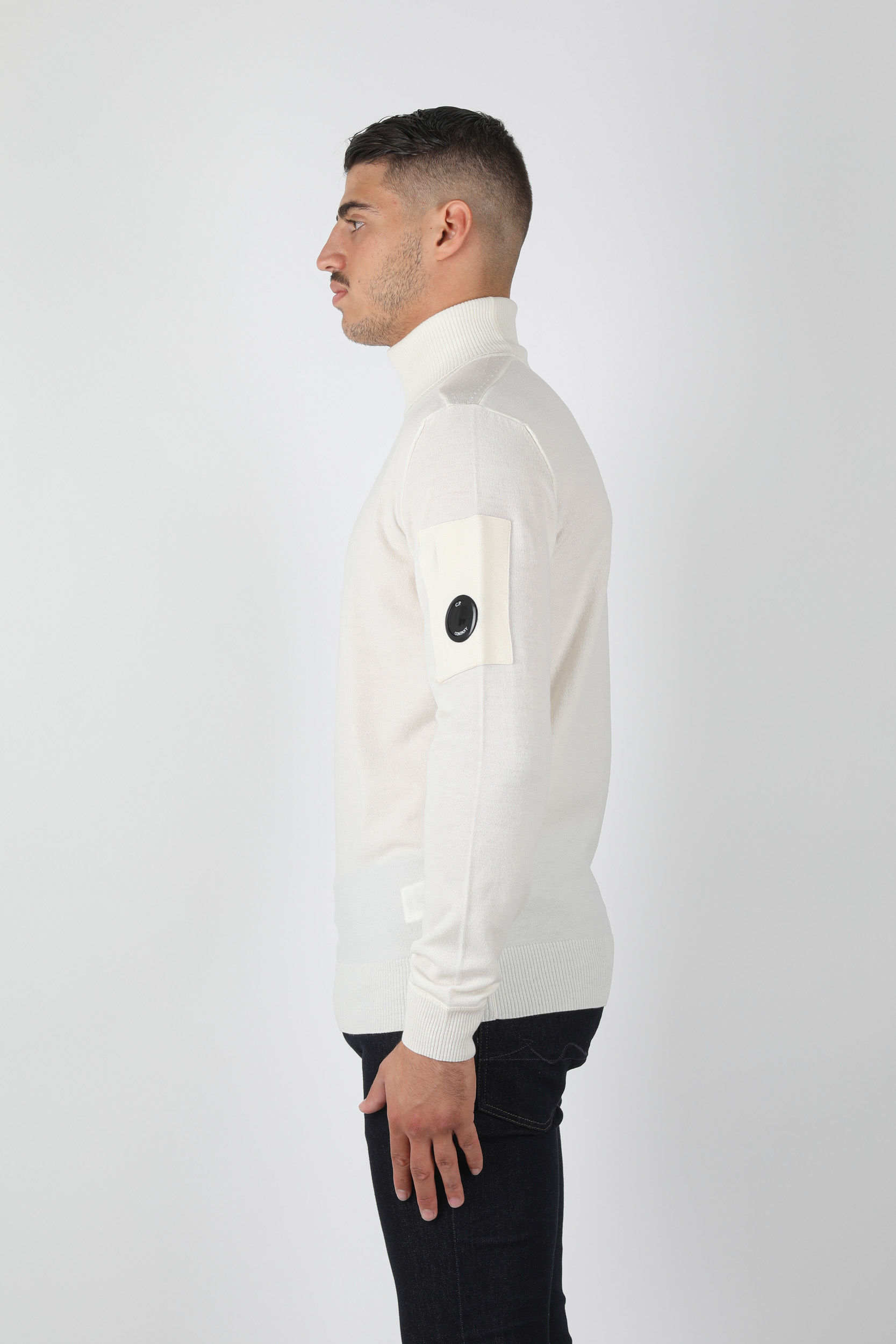 PULL COL ROULE C.P COMPANY BLANC N101A-103