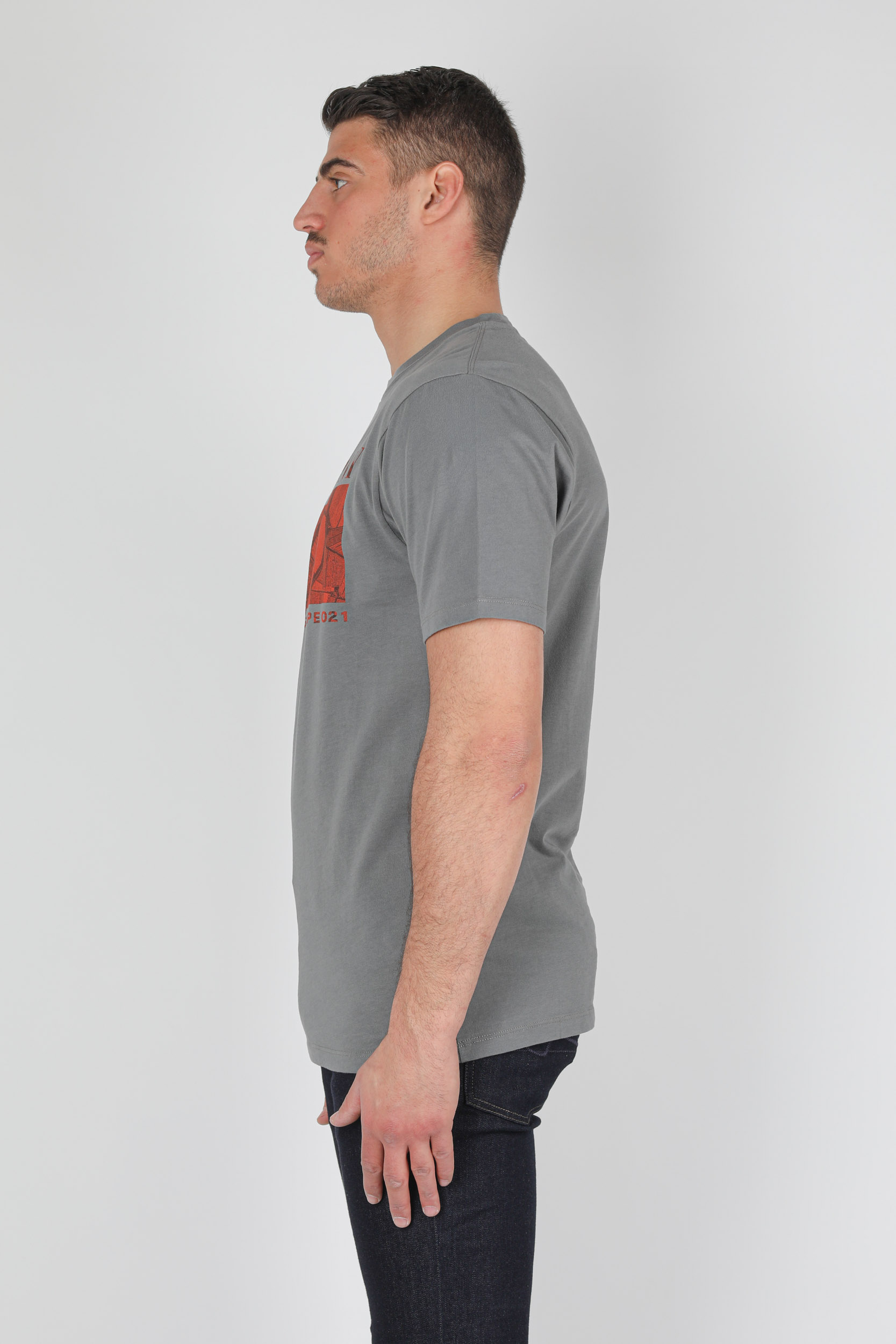 T-SHIRT C.P COMPANY GRIS LOGO ORANGE S305A-938