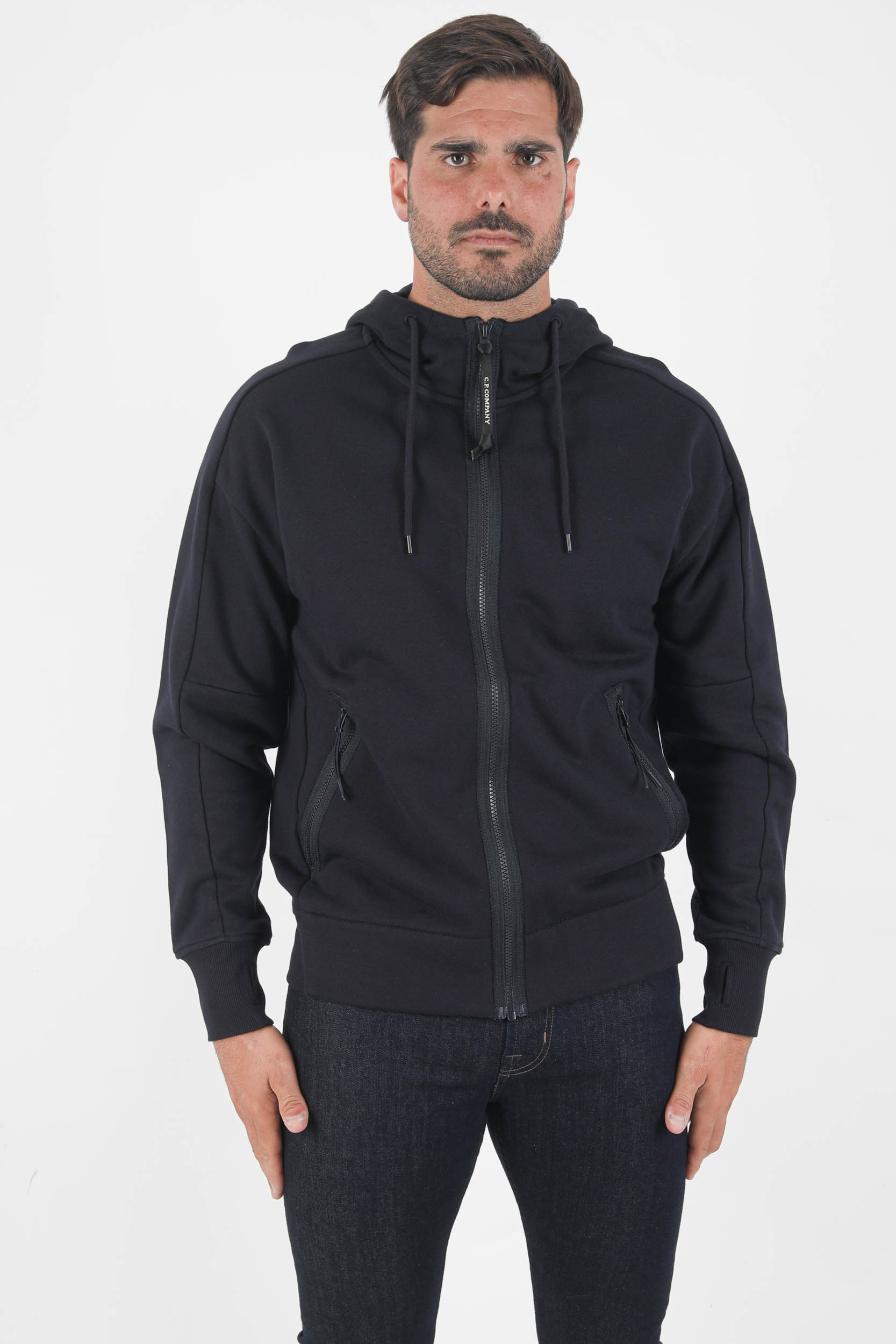 SWEAT ZIPPE AVEC LUNETTE C.P COMPANY NOIR S060A-999