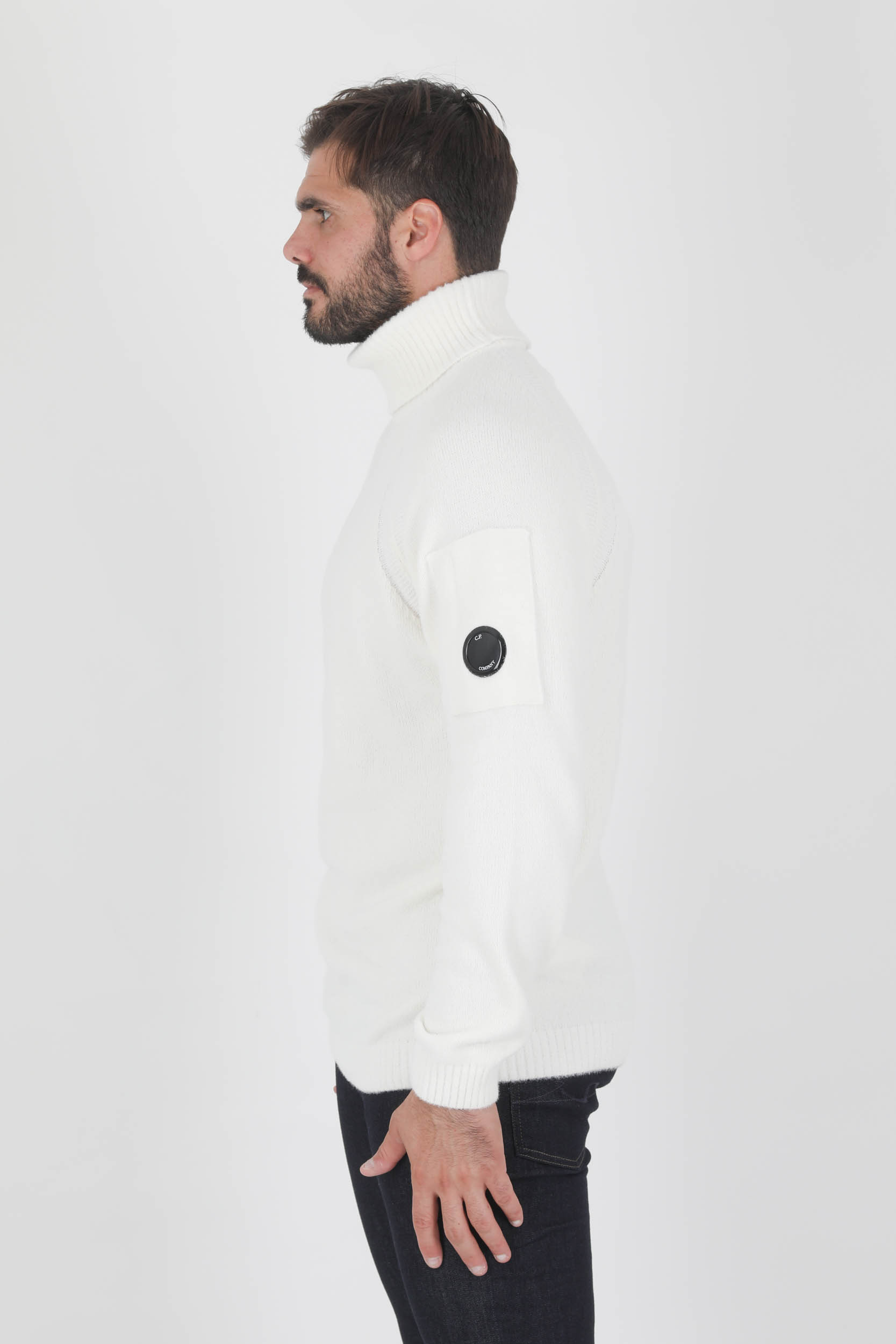 PULL COL ROULE C.P COMPANY BLANC LAINE N269A-103