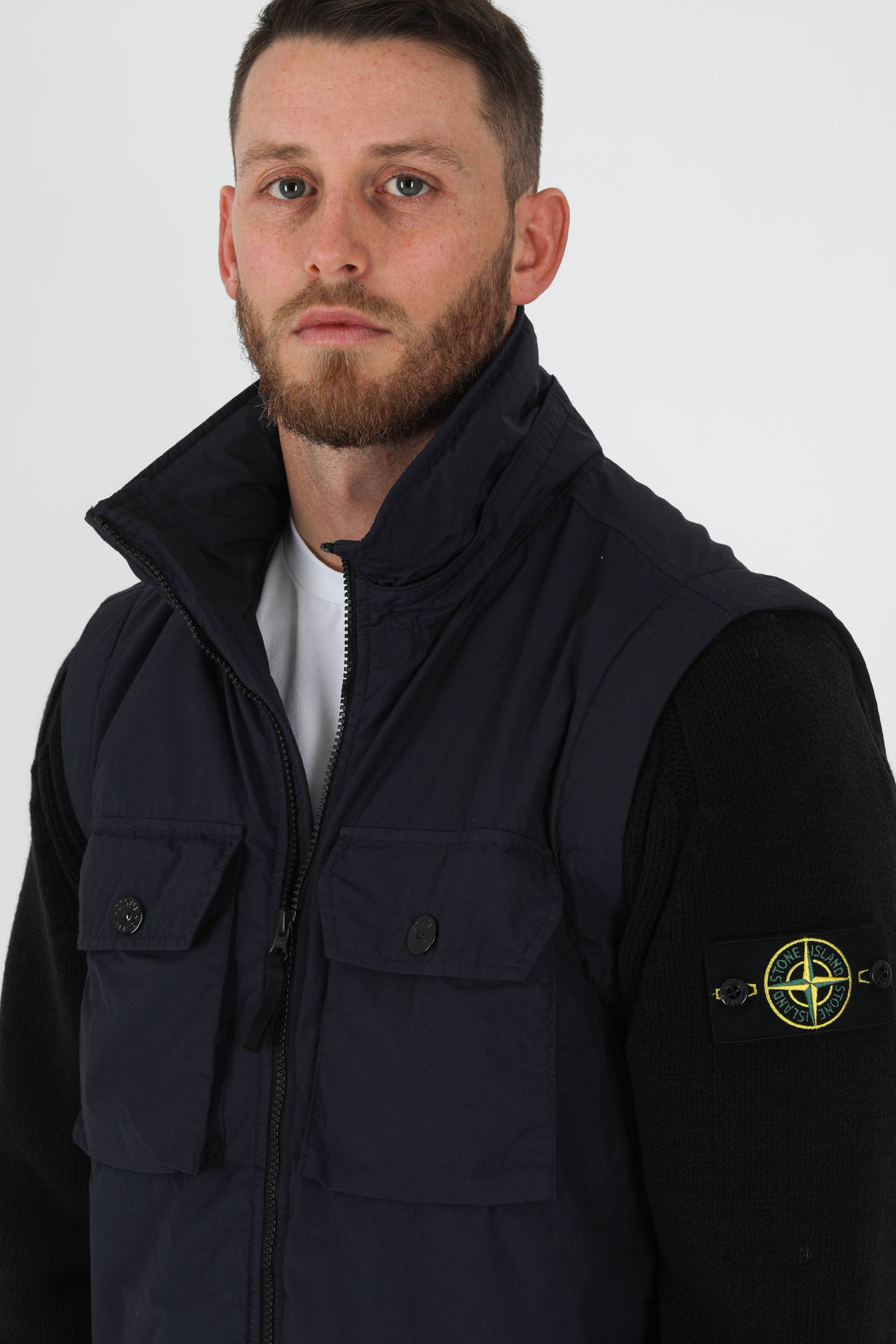 BLOUSON BI MATIERE STONE ISLAND BLEU ENCRE 751543812-V0026