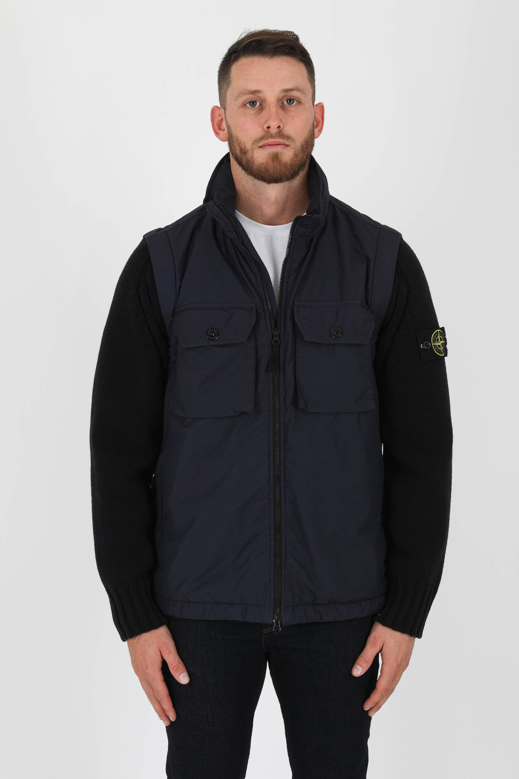 BLOUSON BI MATIERE STONE ISLAND BLEU ENCRE 751543812-V0026