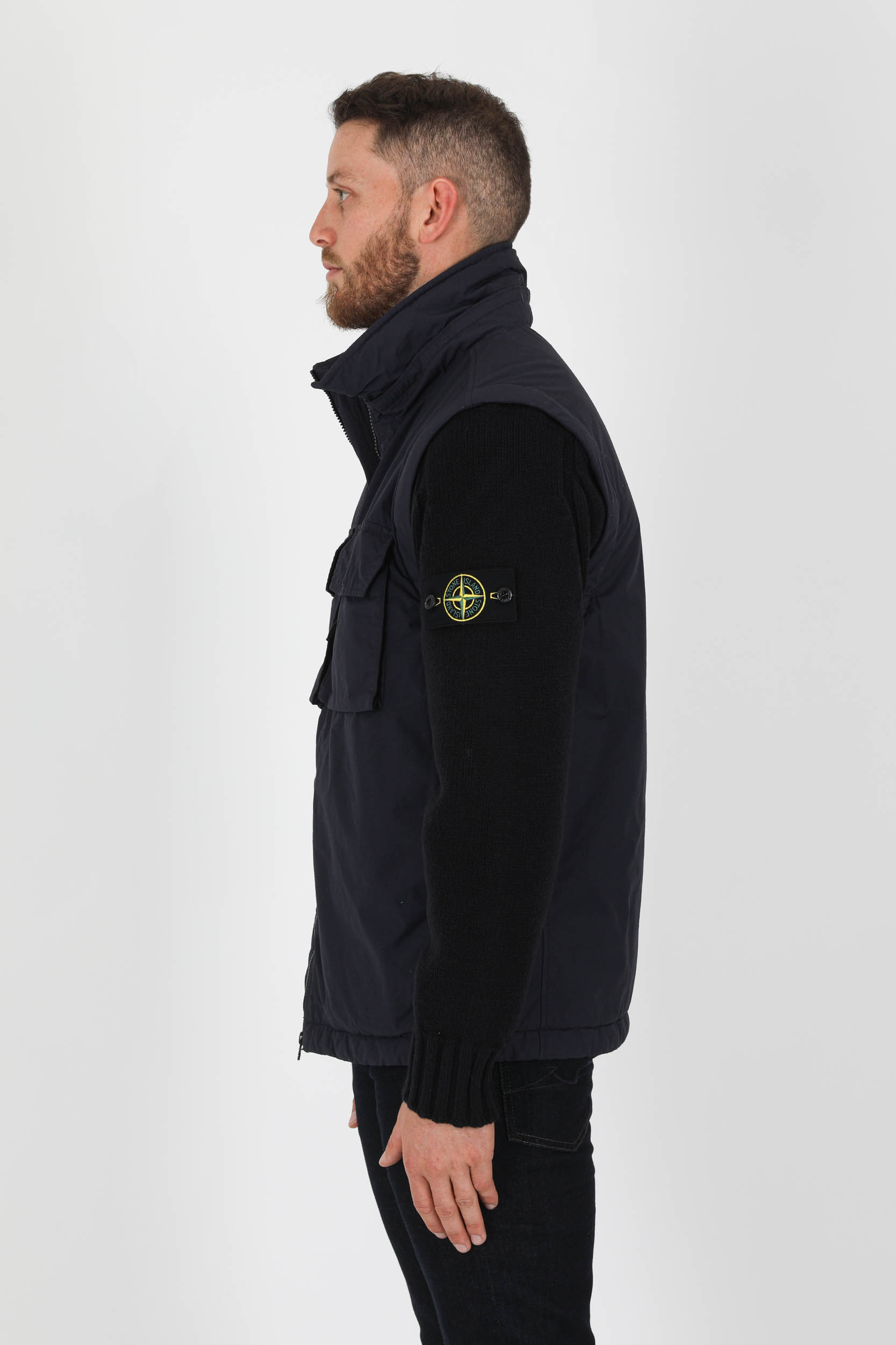 BLOUSON BI MATIERE STONE ISLAND BLEU ENCRE 751543812-V0026